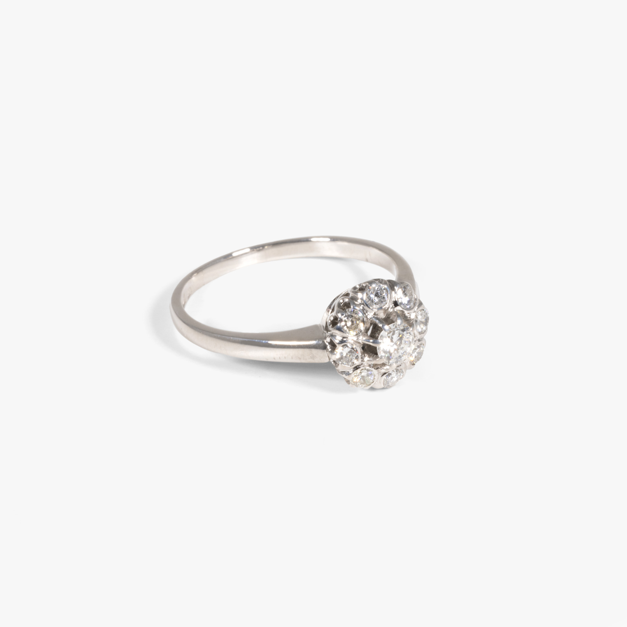 White gold ring decorated with diamonds