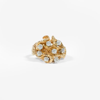 Inel "Scogliera" din aur bicolor, decorat cu diamante