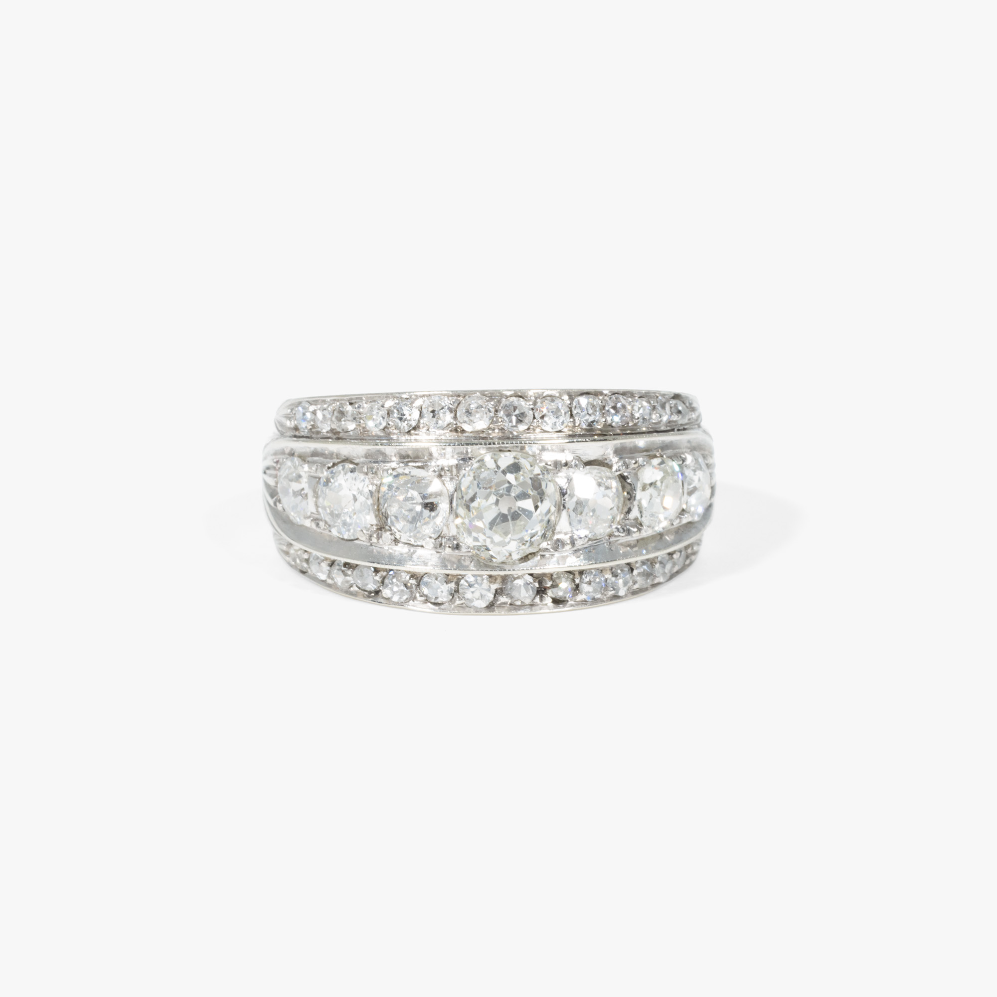 White gold ring, adorned with a multitude of diamonds