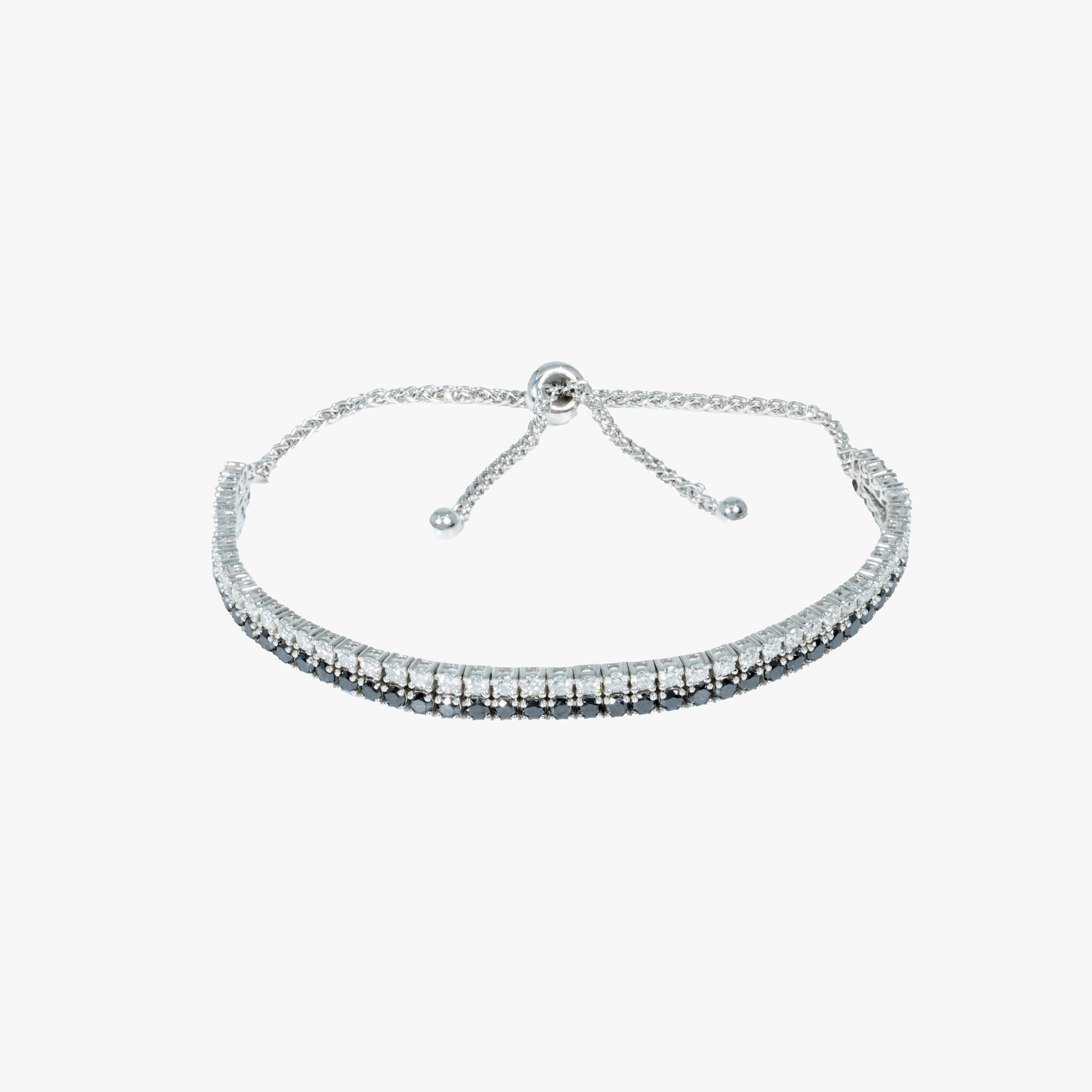 White gold bracelet, decorated with white and black diamonds