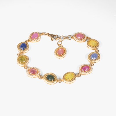 Roberto Coin pink gold bracelet, decorated with multicolored sapphires and diamonds, accompanied by an additional gemological certificate.