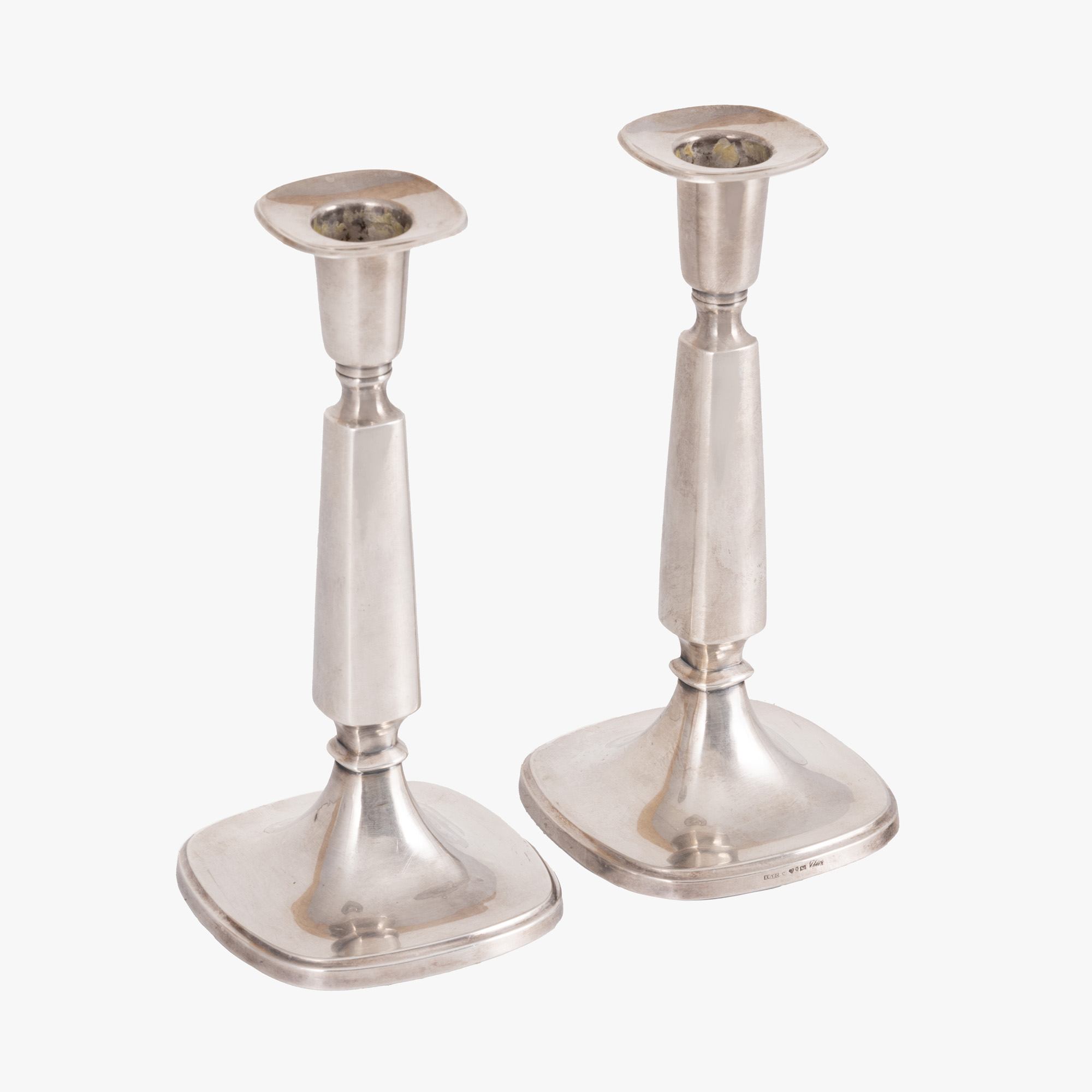 Pair of silver candlesticks, K&EC Ceson Guldvaru workshop