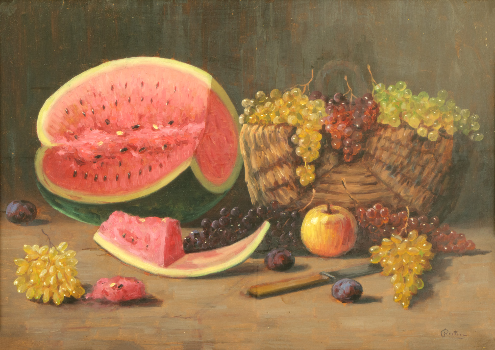 Still Life with Watermelon and Grapes