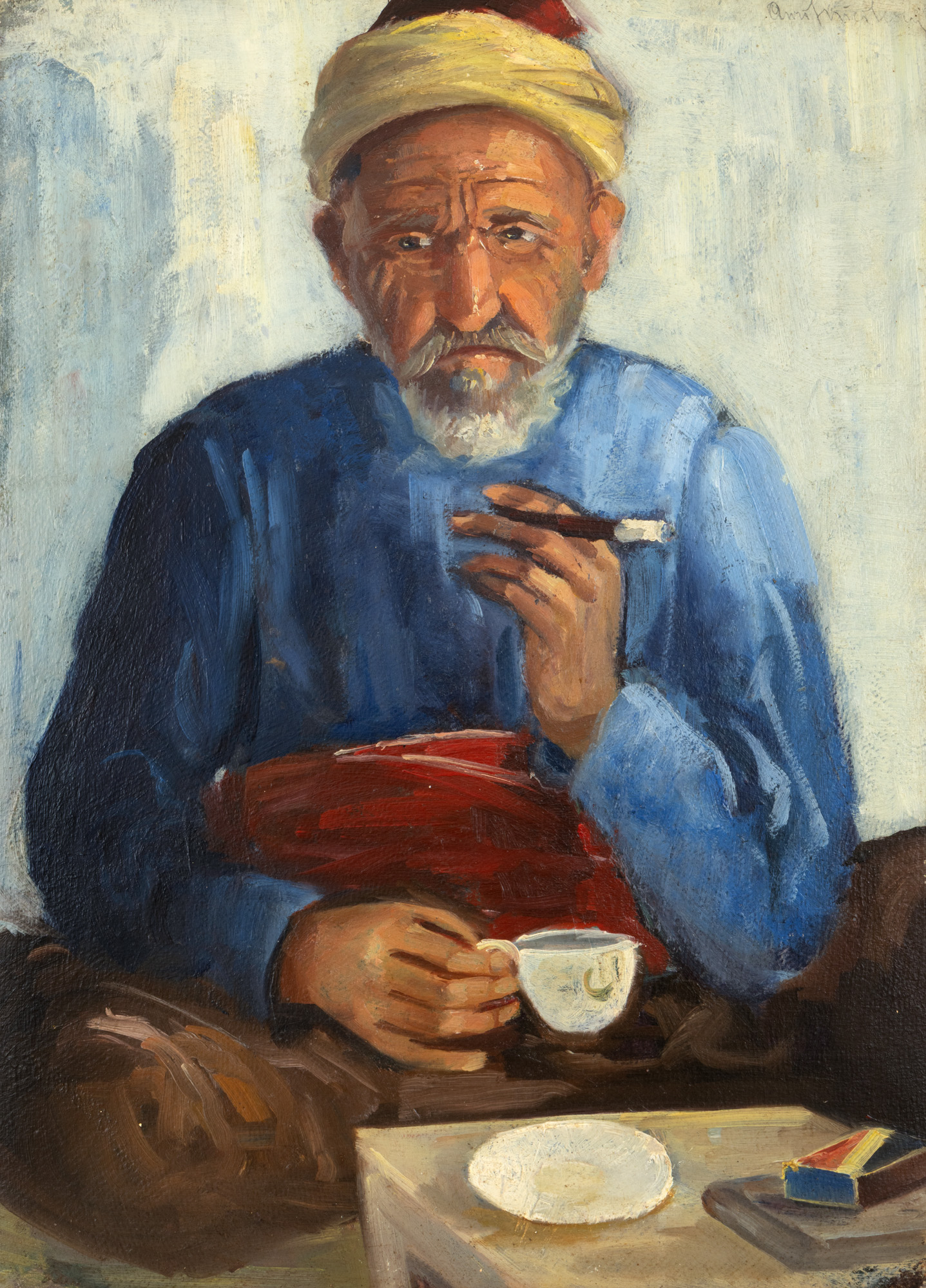 Ahmet-Ali savoring his coffee