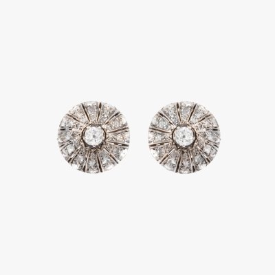 Pair of gold and silver clips, paved with diamonds