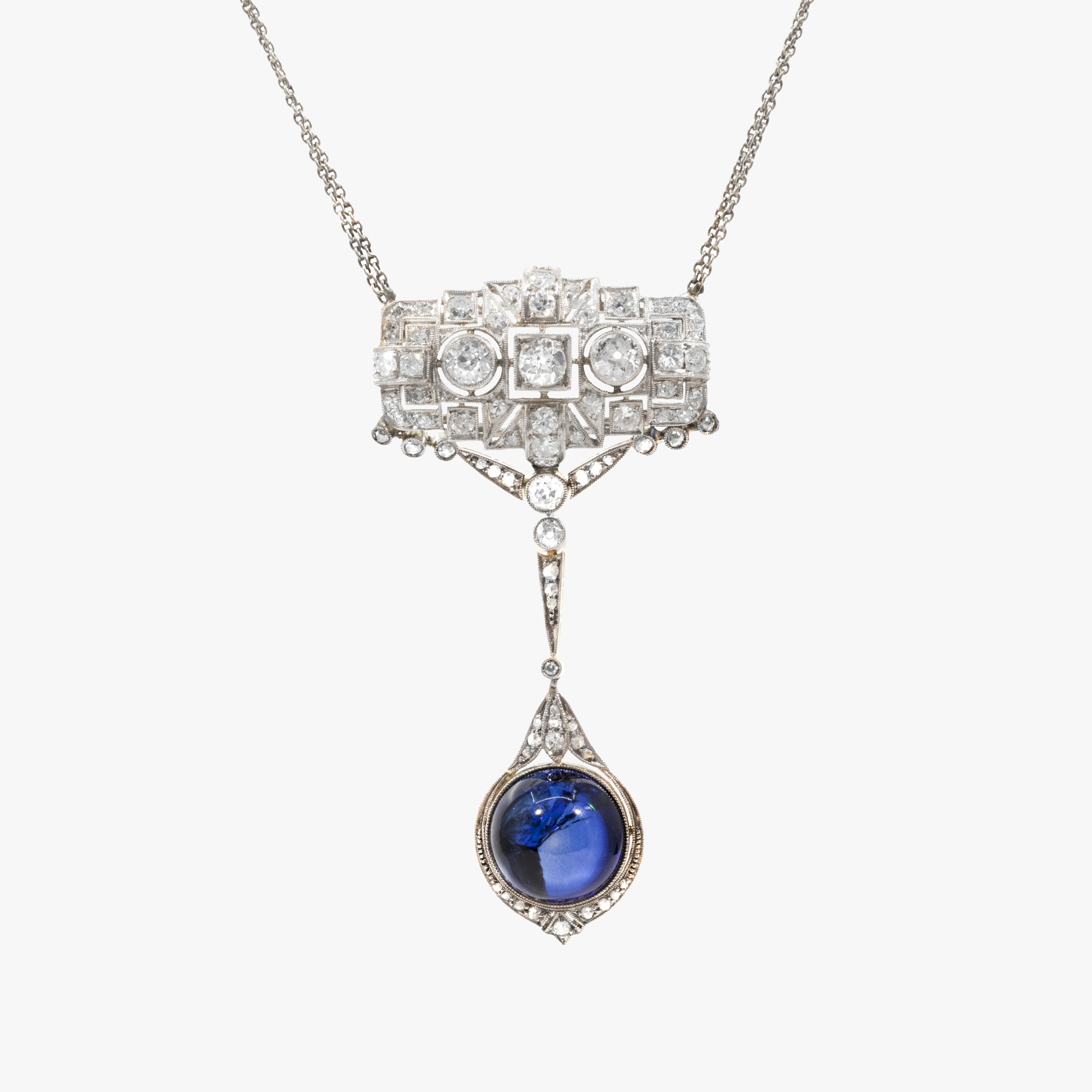 Colier Art Deco, din aur și platină, decorat cu diamante, cca. 1920