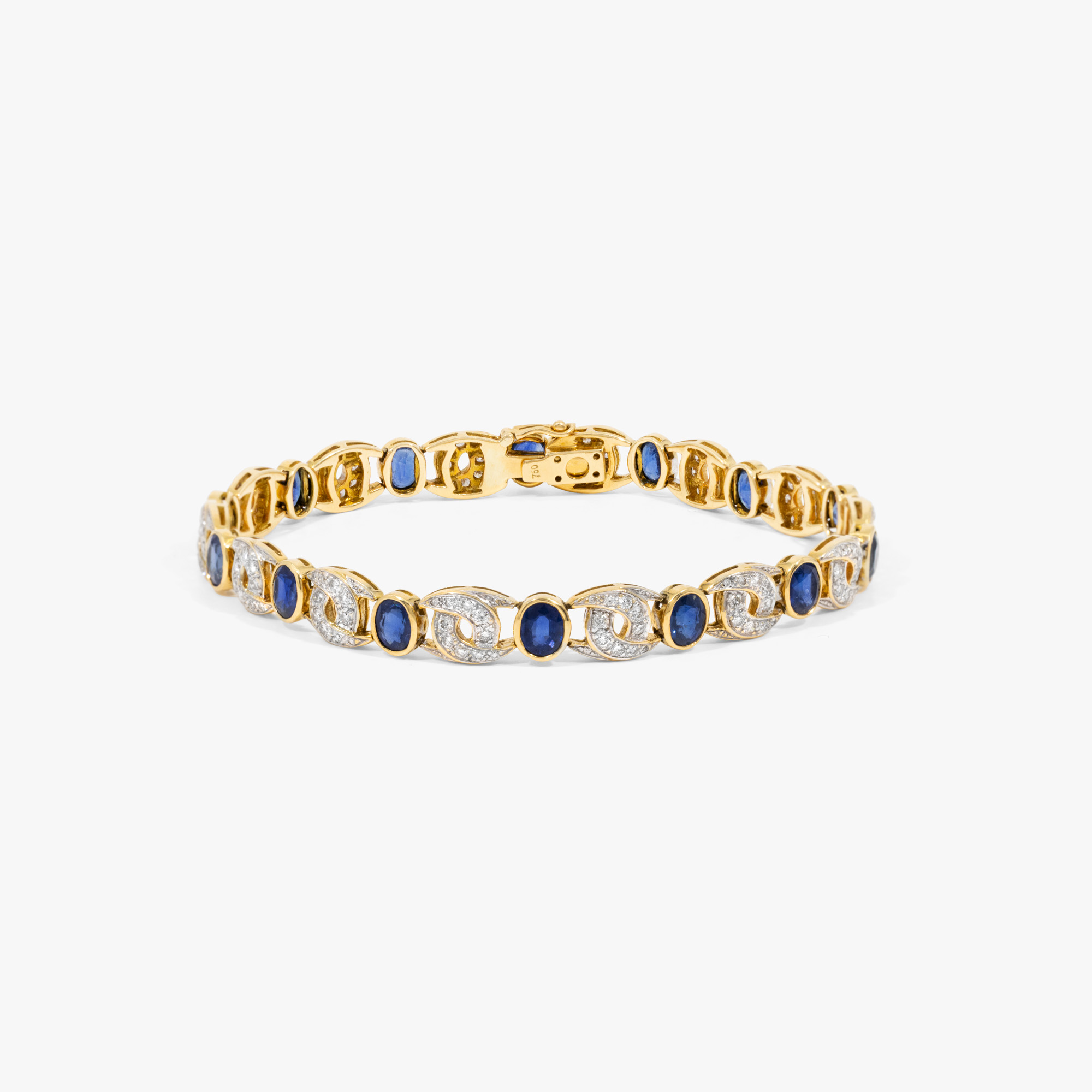 Brățară din aur, decorată cu alternanță de diamante și safire