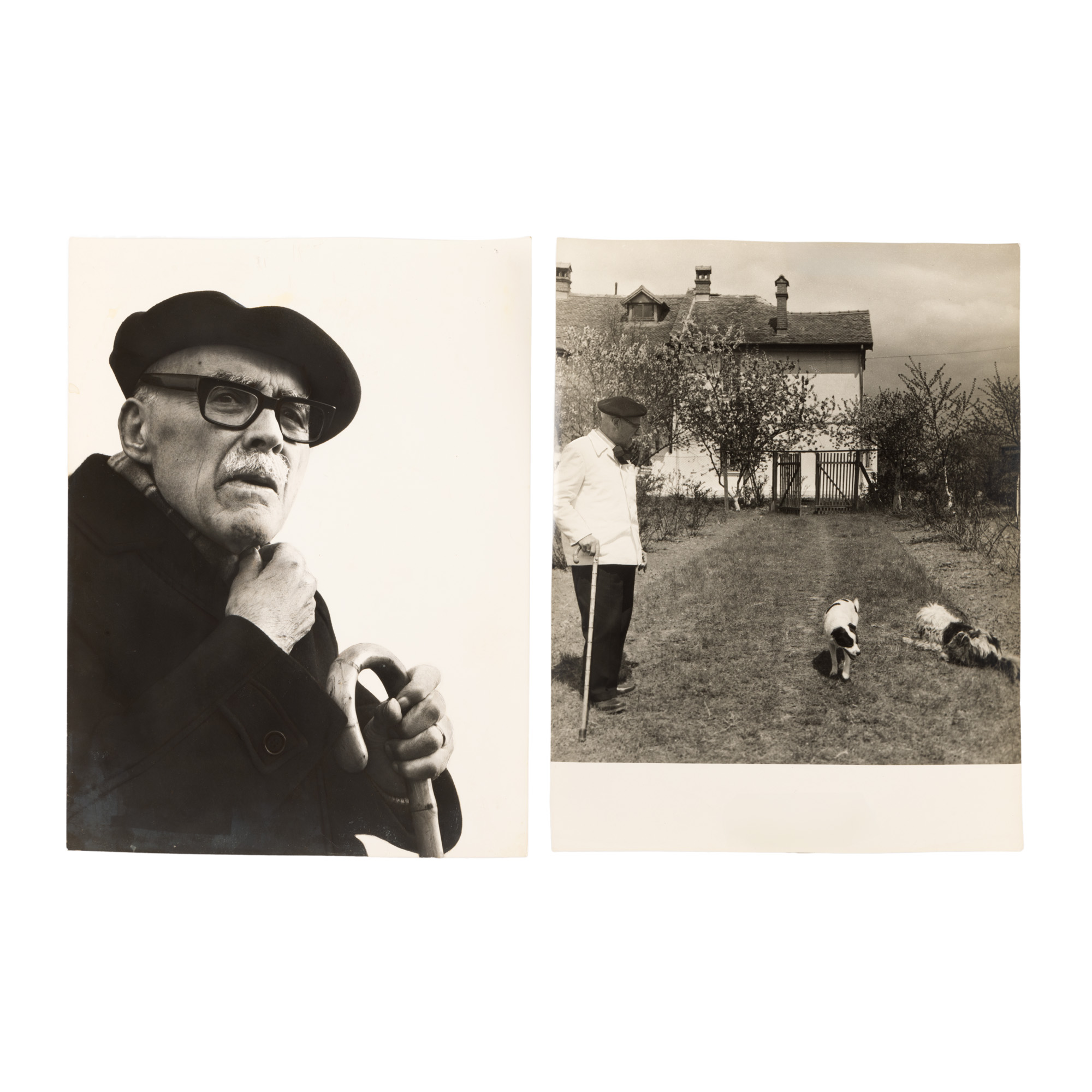 Lot format din două fotografii ilustrându-l pe Tudor Arghezi la senectute, fotograf Ion Miclea, cca. 1965