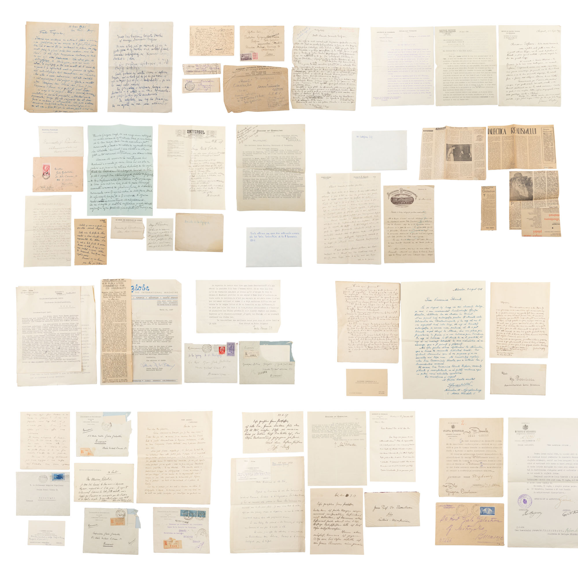 Inedit și complex lot format din diverse documente, primite, adresate sau redactate de Părintele Grigore Pișculescu, cu pseudonimul Gala Galaction, provin din colecția istorică Șerban Țuculescu-Maria Galaction