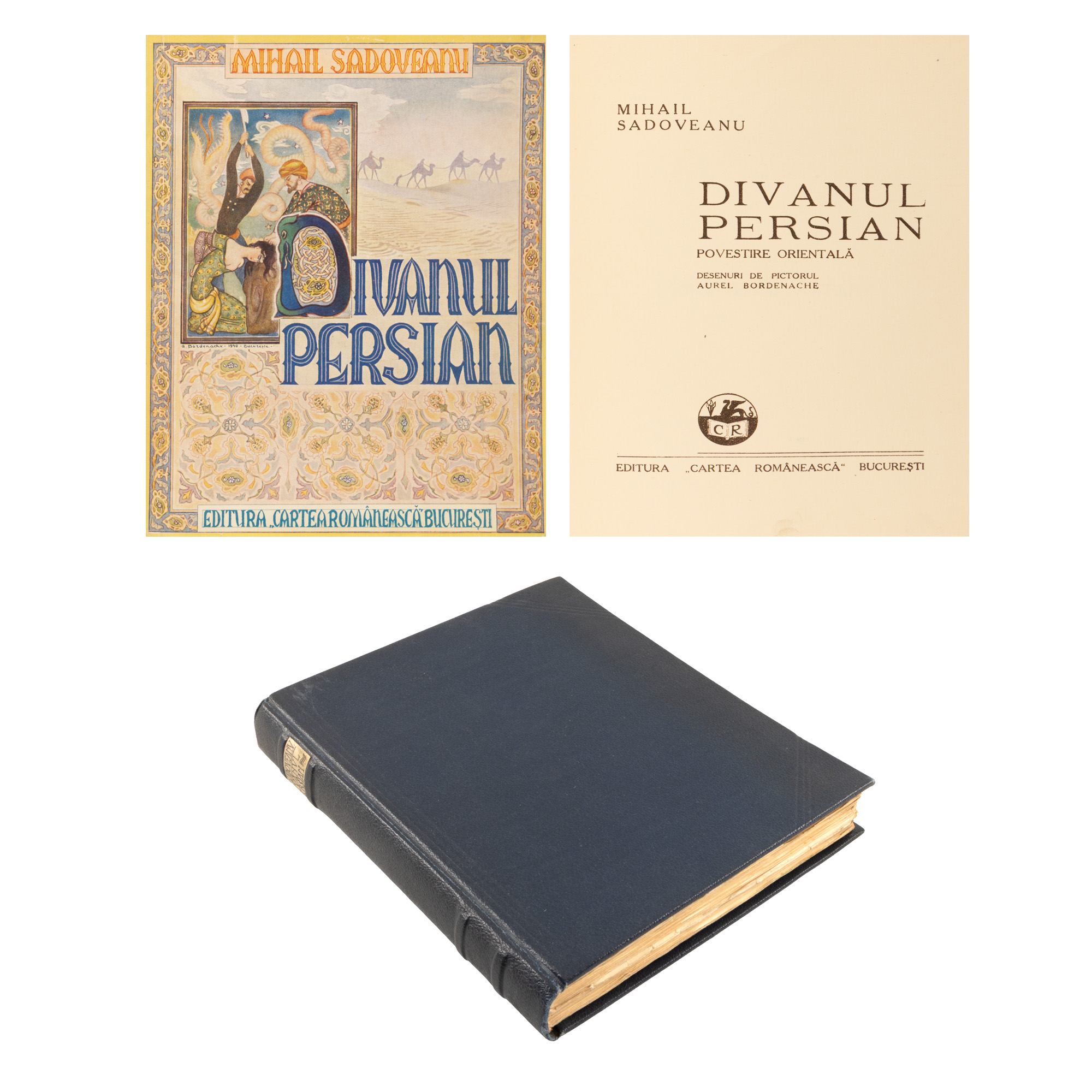 ”Divanul Persian”, de Mihail Sadoveanu, ediție princeps, București, 1940, cu ilustrații de Aurel Bordenache și o invitație către Pericle Martinescu la Festivalul Literar, provine din colecția scriitorului Pericle Martinescu
