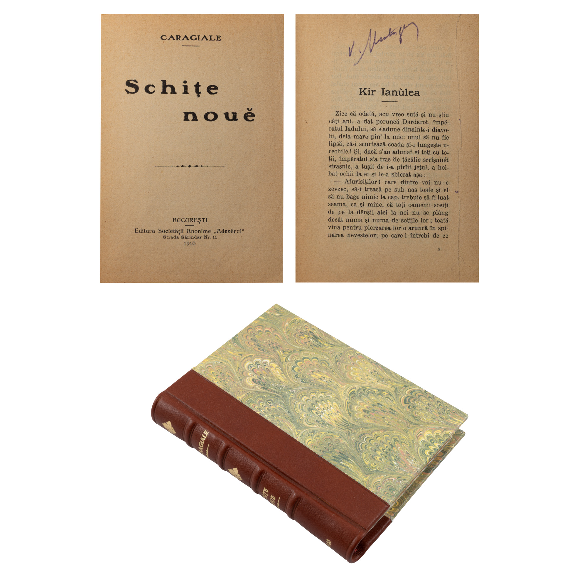 ”Schițe noue”, de Ion Luca Caragiale, ediție princeps, București, 1910, cu ex libris
