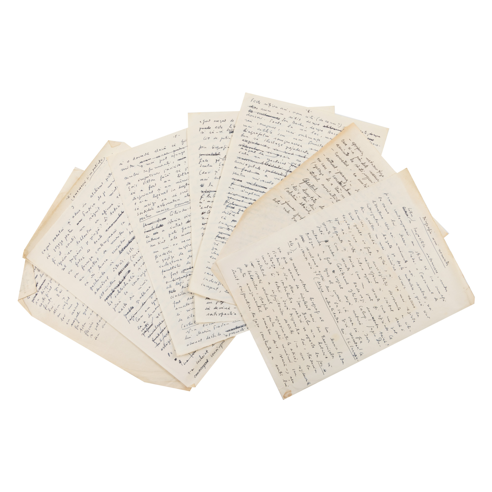 Manuscris ”Biografia unui nemuritor”, de Mircea Ciobanu, 1972, cu semnătura olografă a autorului, provine din colecția criticului și istoricului literar Magdalena Popescu-Bedrosian