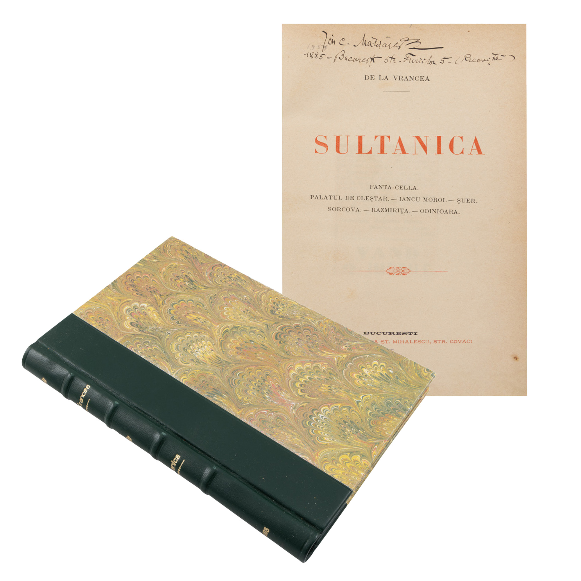 ”Sultănica”, de Barbu Ștefănescu Delavrancea, ediție princeps, București, 1885, cu ex libris