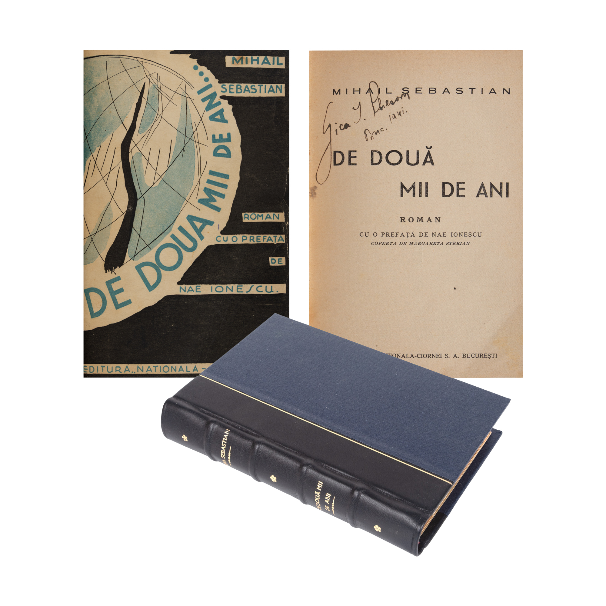 "Two Thousand Years", by Mihail Sebastian, first edition, with a foreword by Nae Ionescu and the cover by Margareta Sterian, Bucharest, 1934, with ex libris