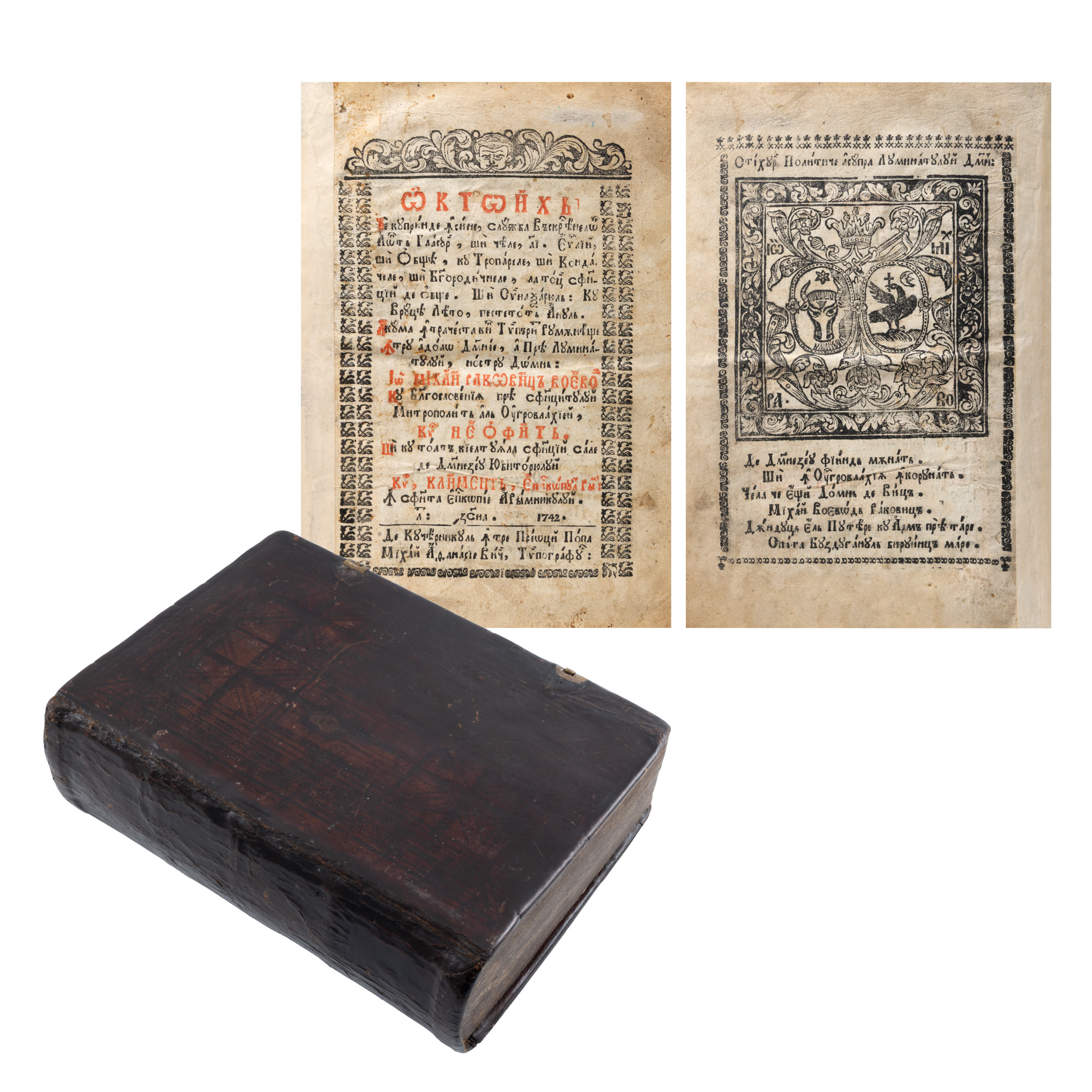 ”Octoih”, tipărit în vreamea domnitorului Mihai Racoviță, Râmnic, 1742