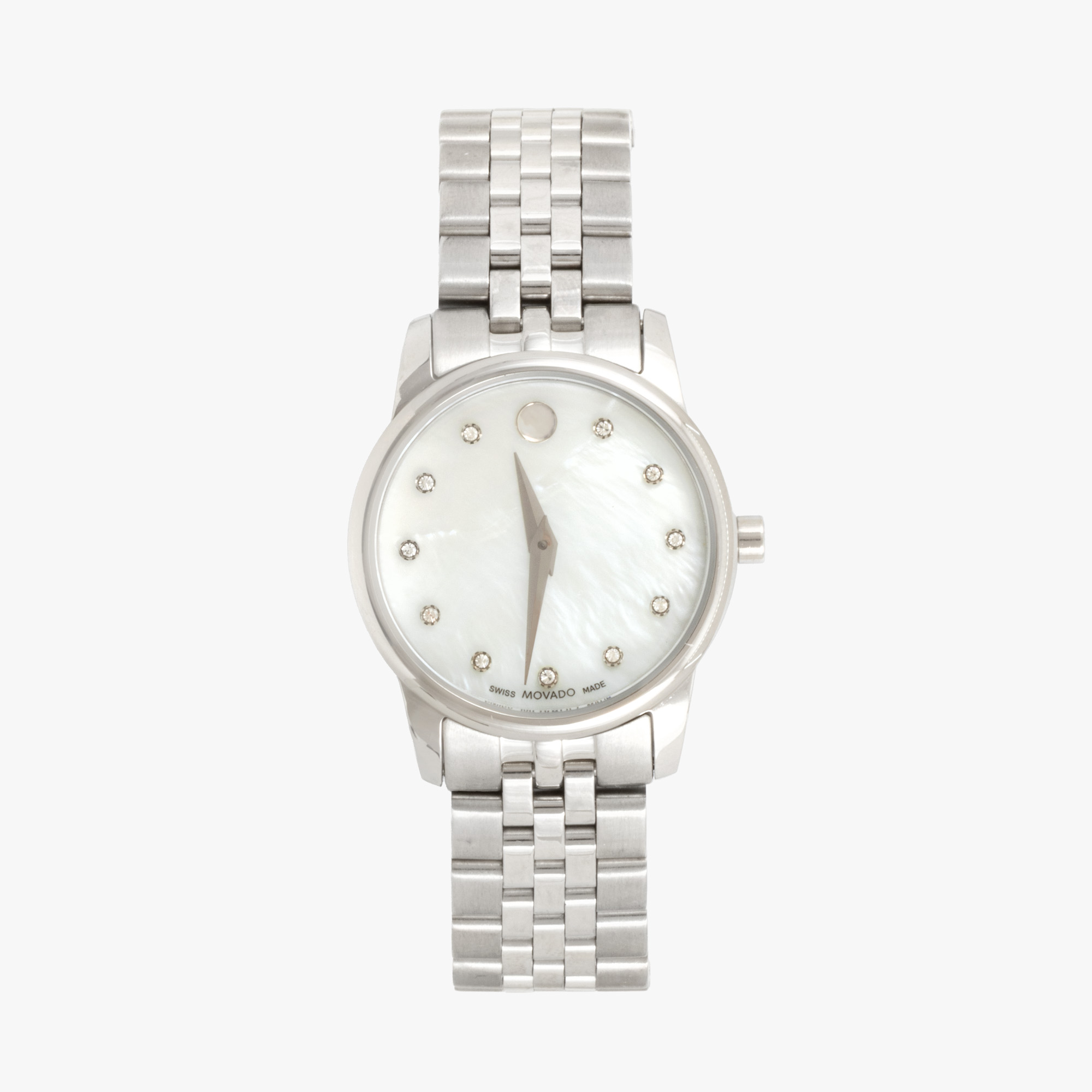 Ceas Movado Museum, nou, cu diamante, de mână, de damă, însoțit de cutia originală și manual de instrucțiuni