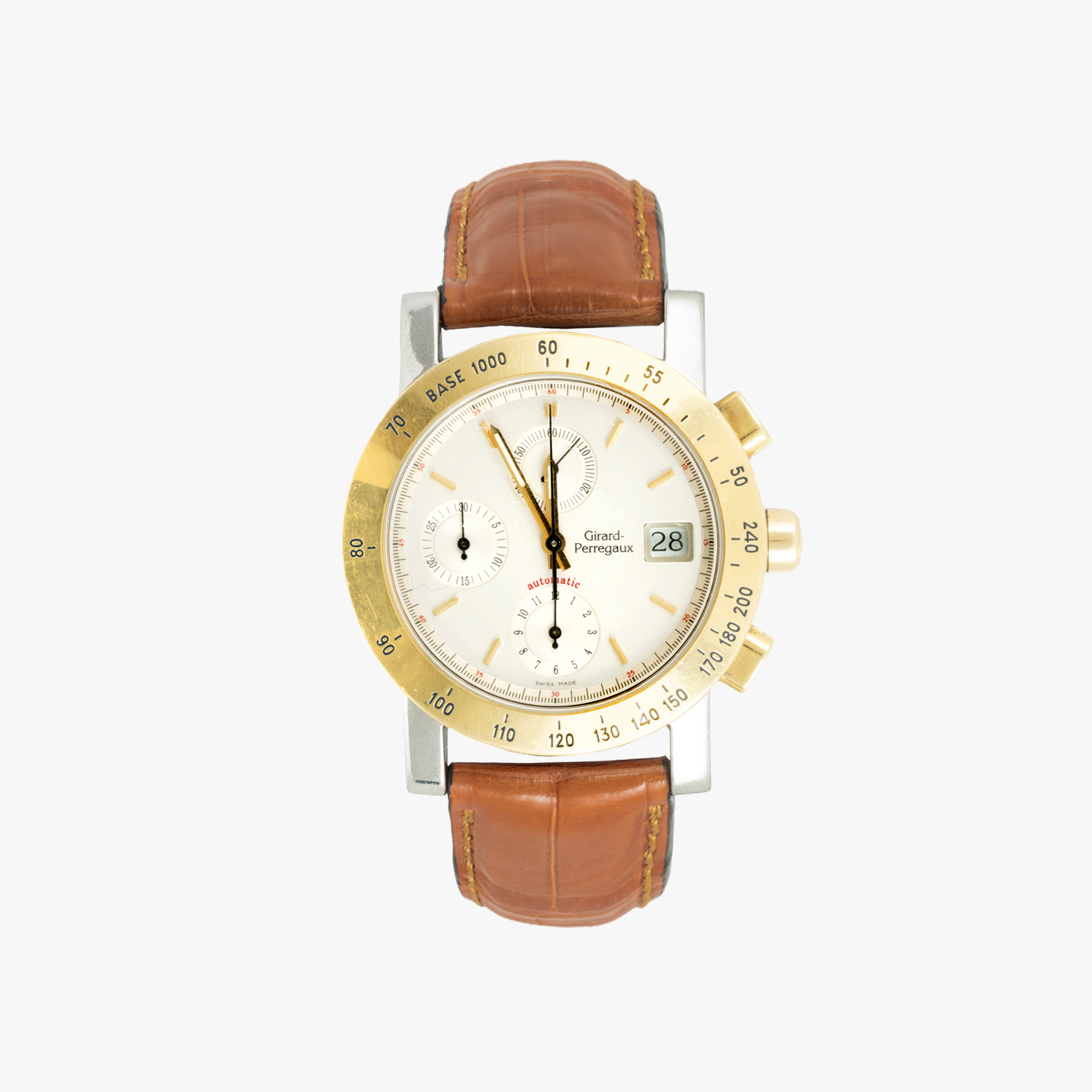 Girard Perregaux GP 7000 Chronograph Watch, Gold and Steel, Men's Hand Watch