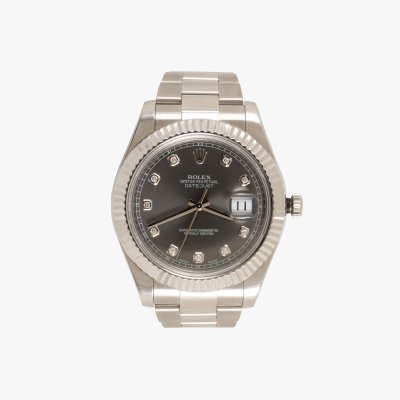 Ceas Rolex Datejust II, din aur și oțel, cu diamante, de mână, bărbătesc, însoțit de cutia originală și card de garanție