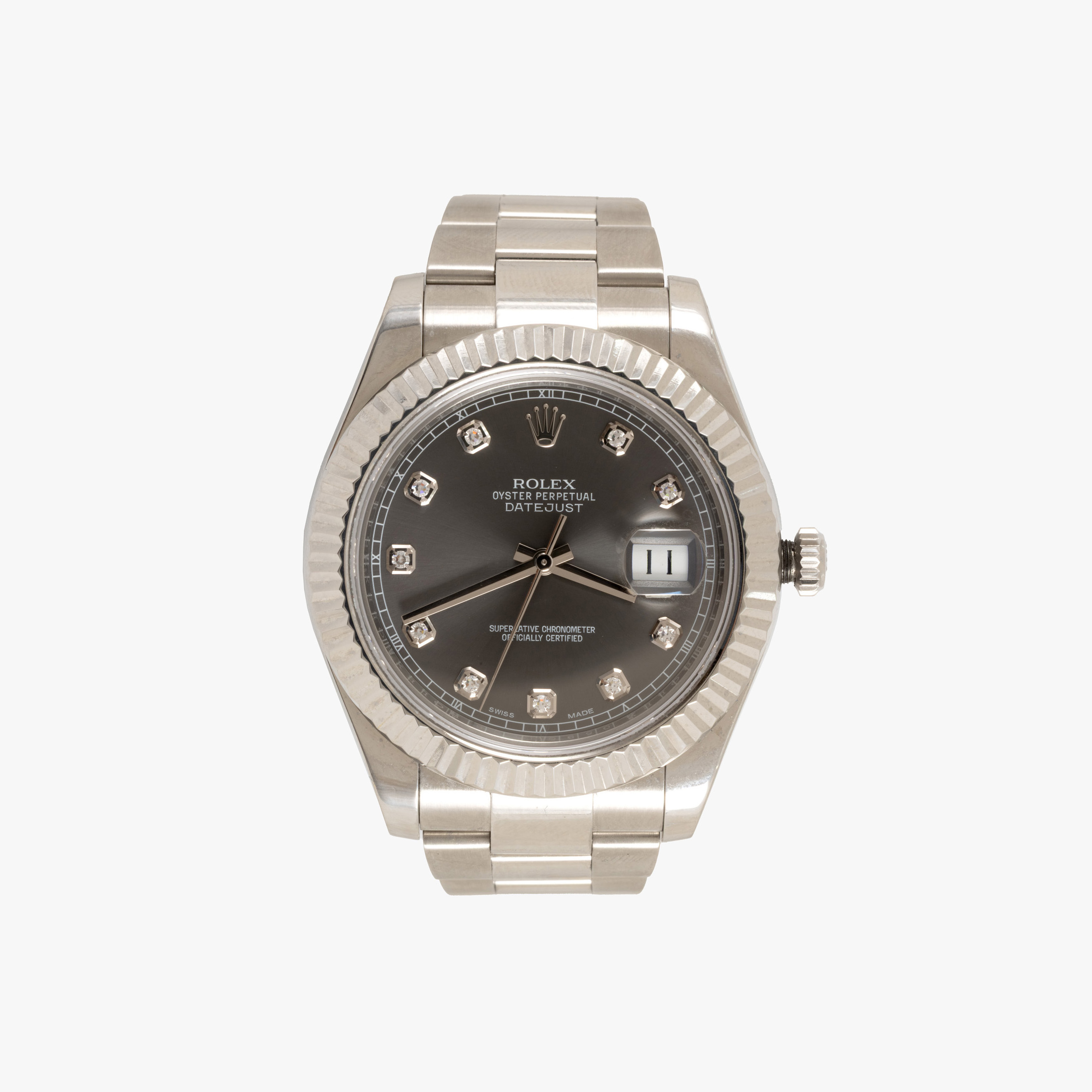 Ceas Rolex Datejust II, din aur și oțel, cu diamante, de mână, bărbătesc, însoțit de cutia originală și card de garanție