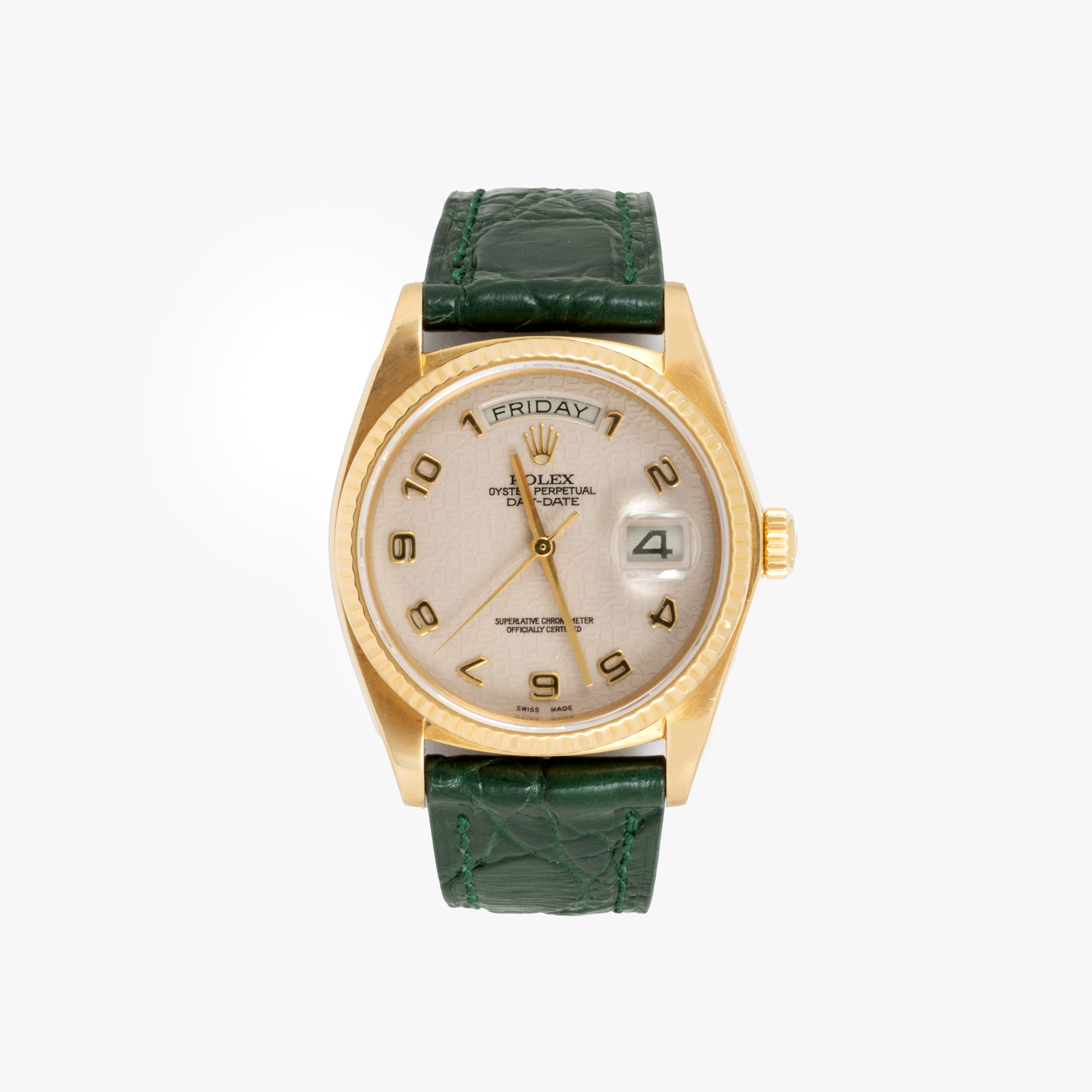Ceas Rolex Day Date, din aur, de mână, bărbătesc, însoțit de cutia de călătorie originală