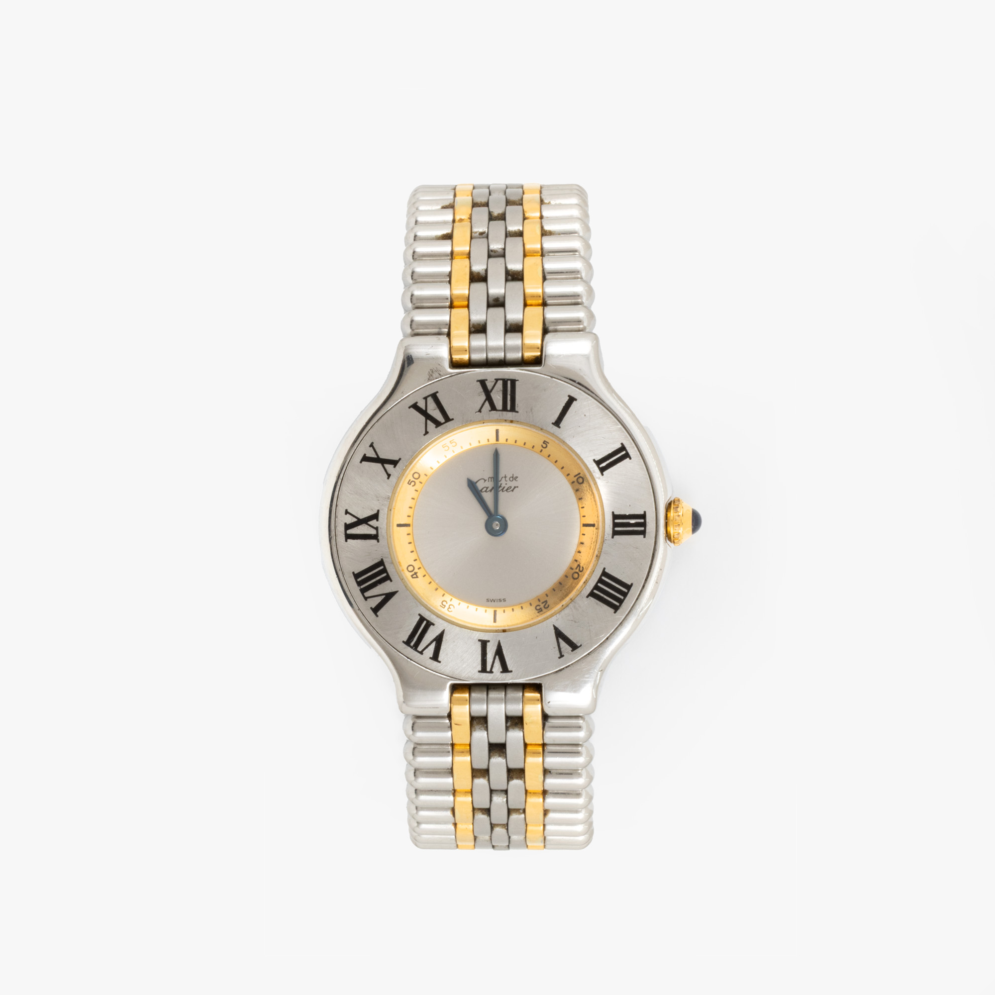 Ceas Cartier Must de Cartier, de mână, de damă, însoțit de cutia originală, manual de utilizare, zale suplimentare.