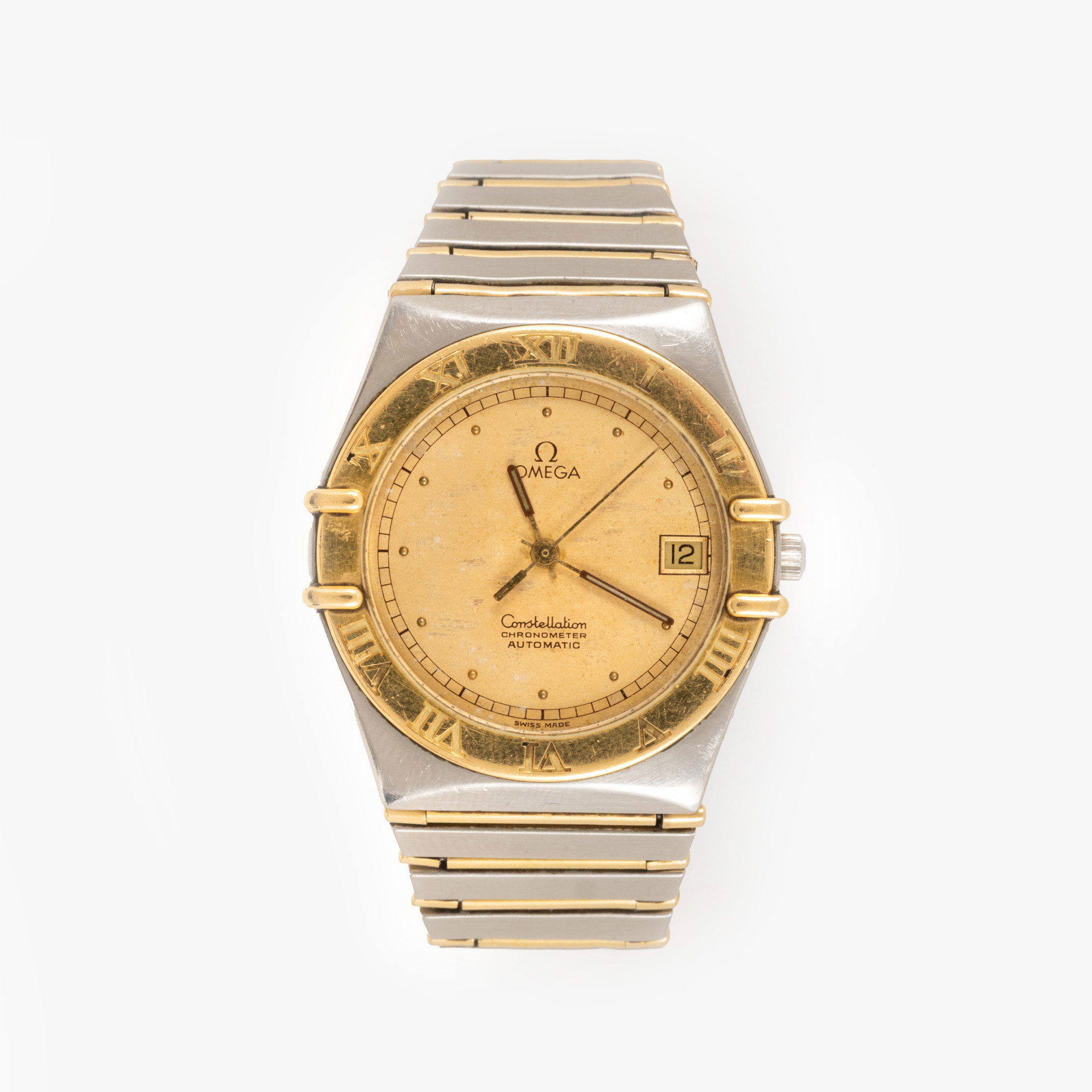 Ceas Omega Constellation, din aur și oțel, de mână, bărbătesc