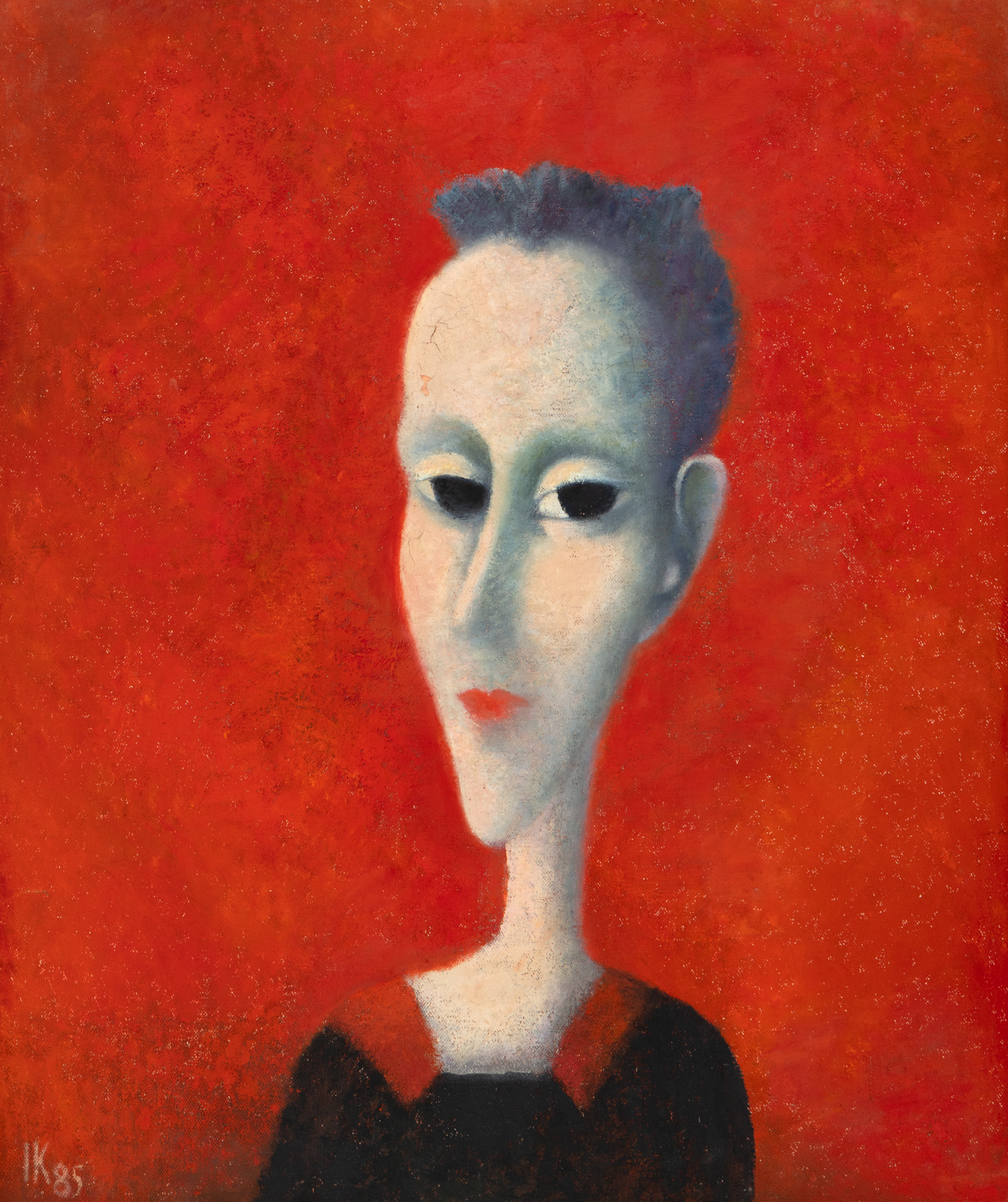 Portrait on Red Background