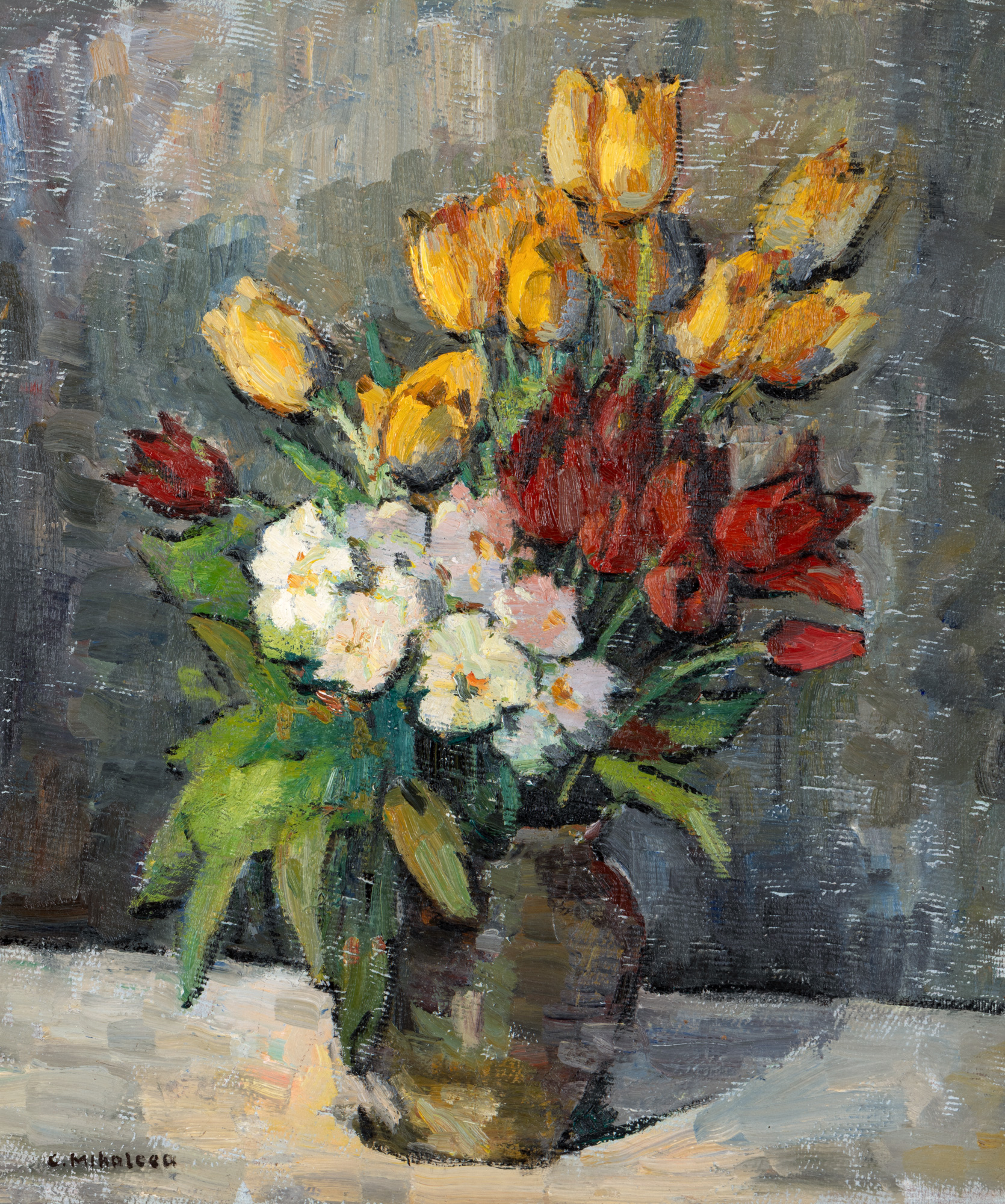 Tulips and Rosehip Flowers