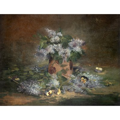 Still Life with Lilac and Pansies