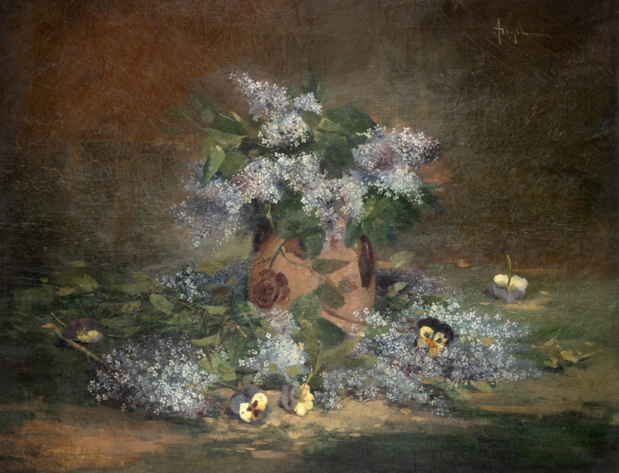 Still Life with Lilac and Pansies