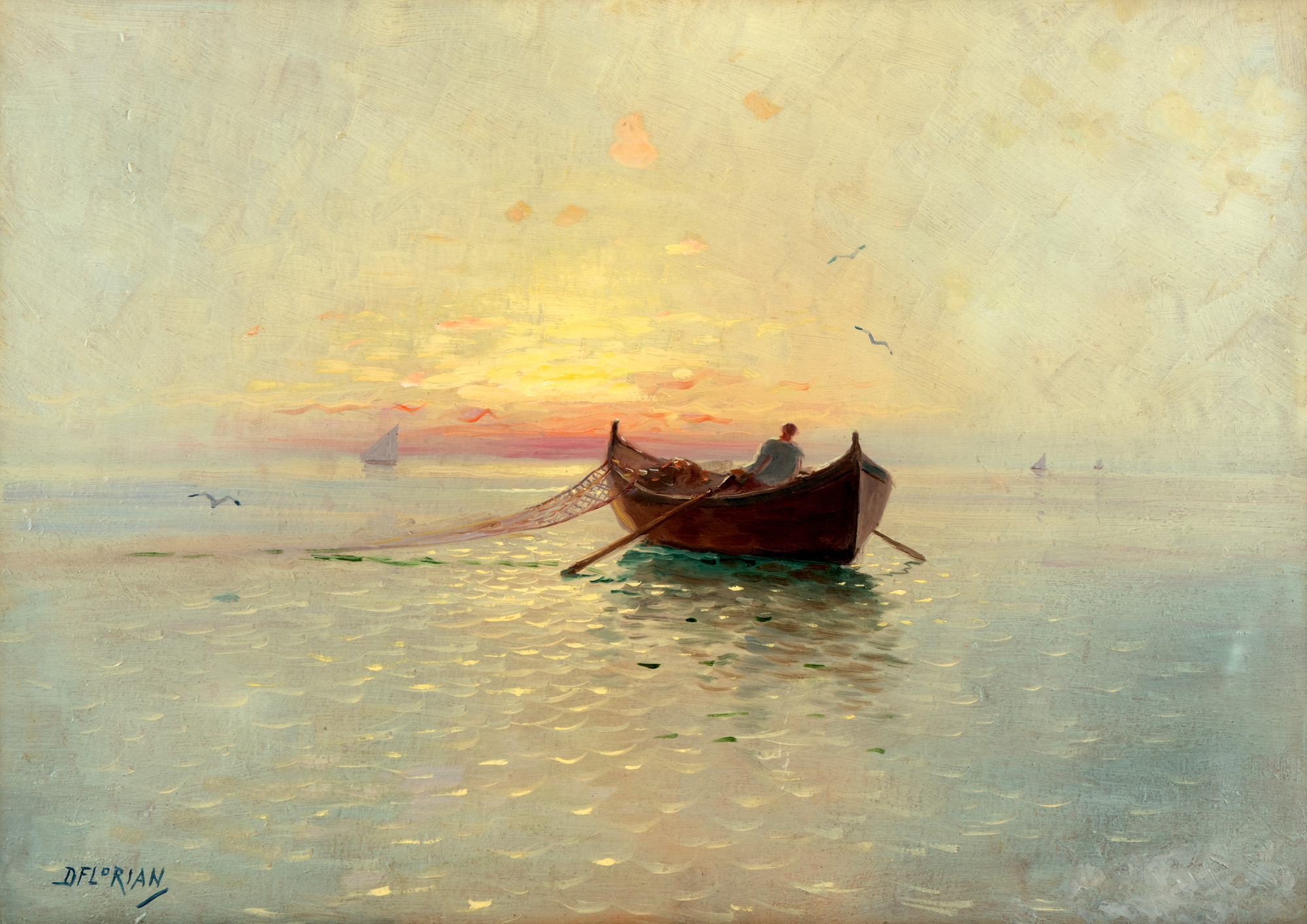 The tranquility of the sea at sunset