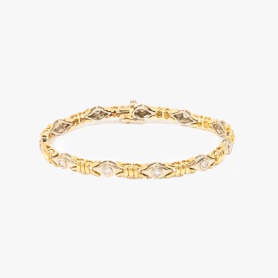 Brățară din aur bicolor, decorată cu diamante 