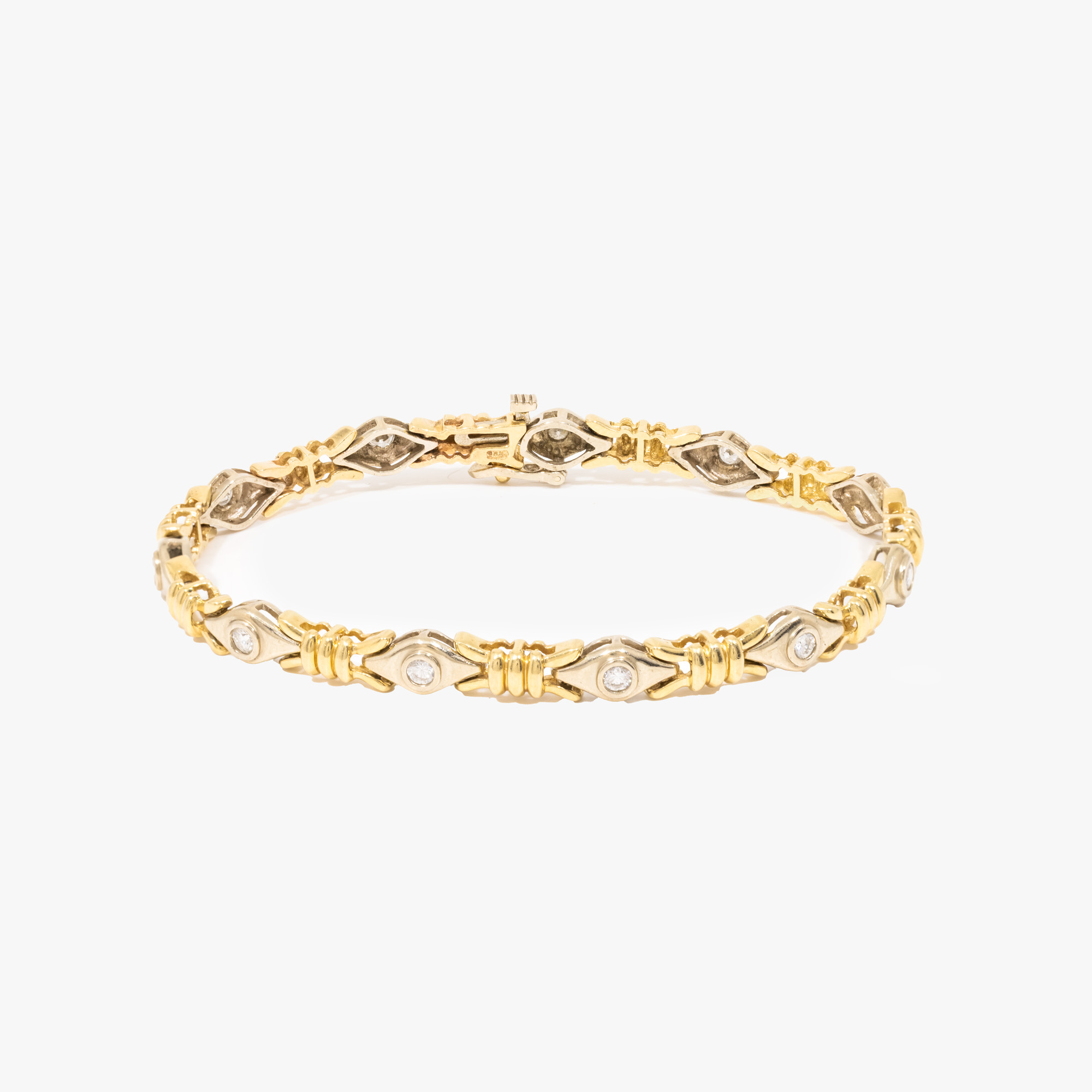 Bicolor gold bracelet, decorated with diamonds
