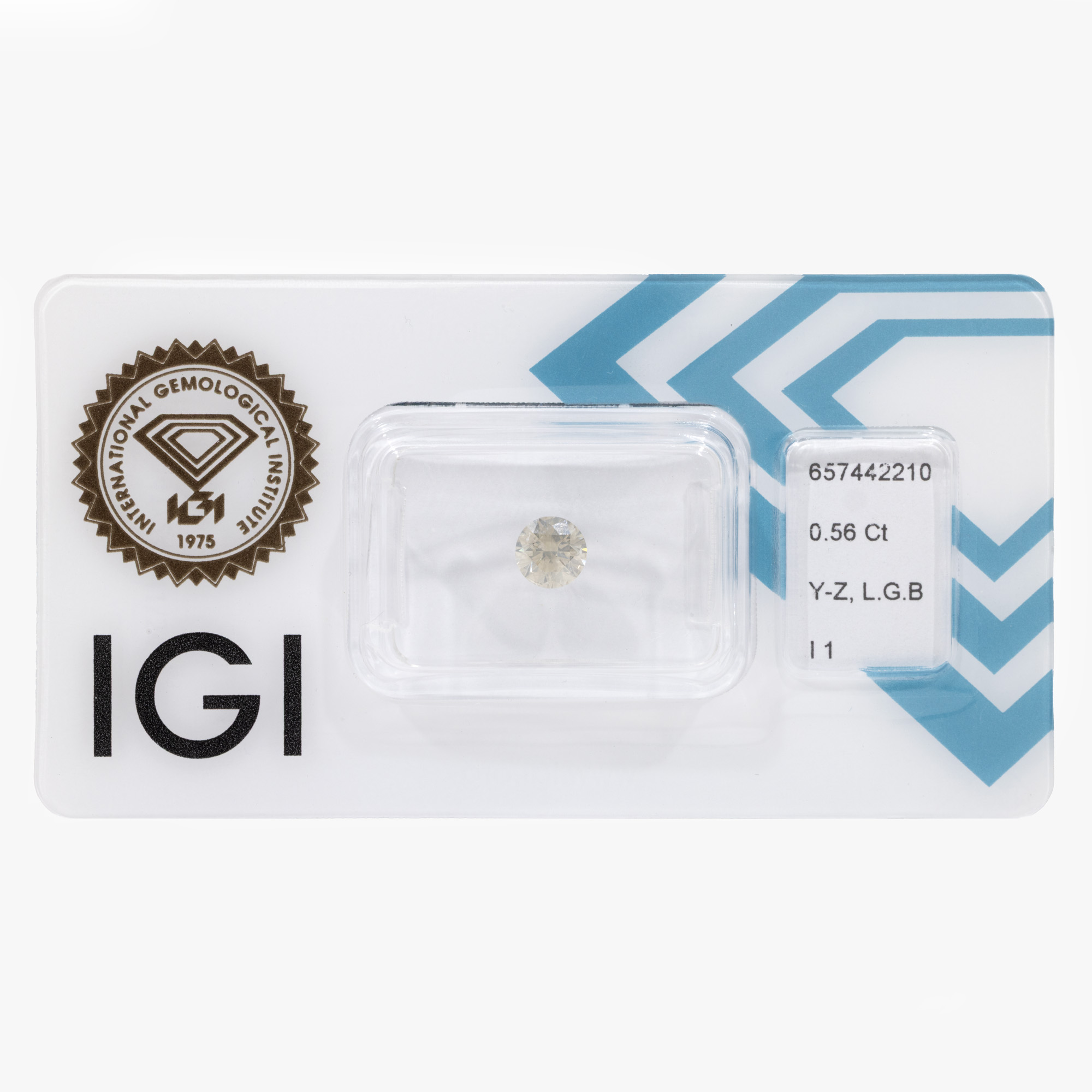 Round brilliant diamond, approx. 0.56 ct., accompanied by IGI gemological certificate