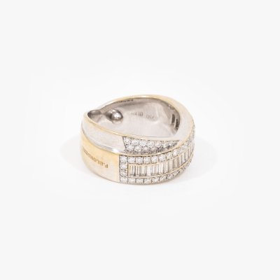 F. Blondeel ring, made of white gold, paved with diamonds, accompanied by an additional gemological certificate