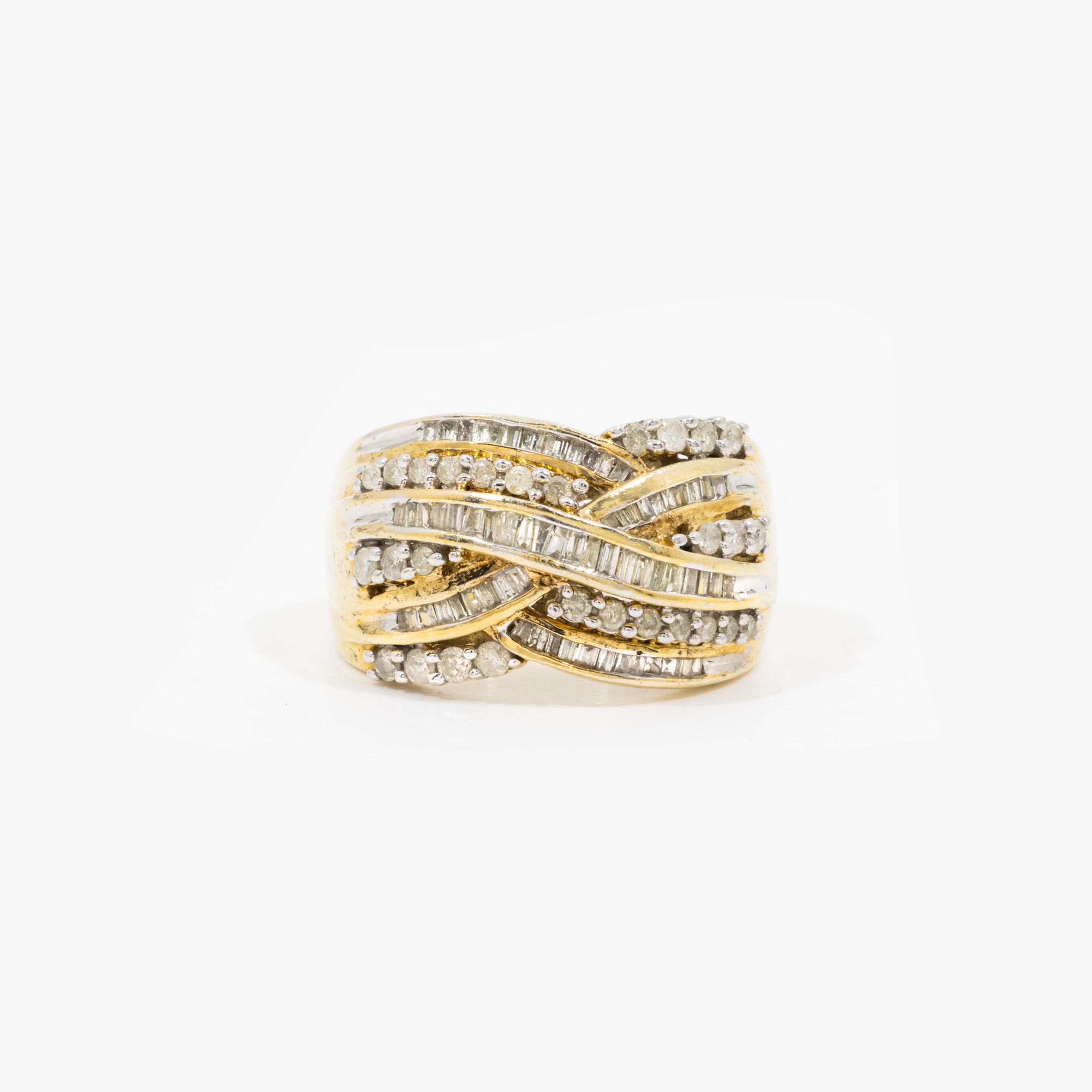 Gilded silver ring, decorated with diamonds