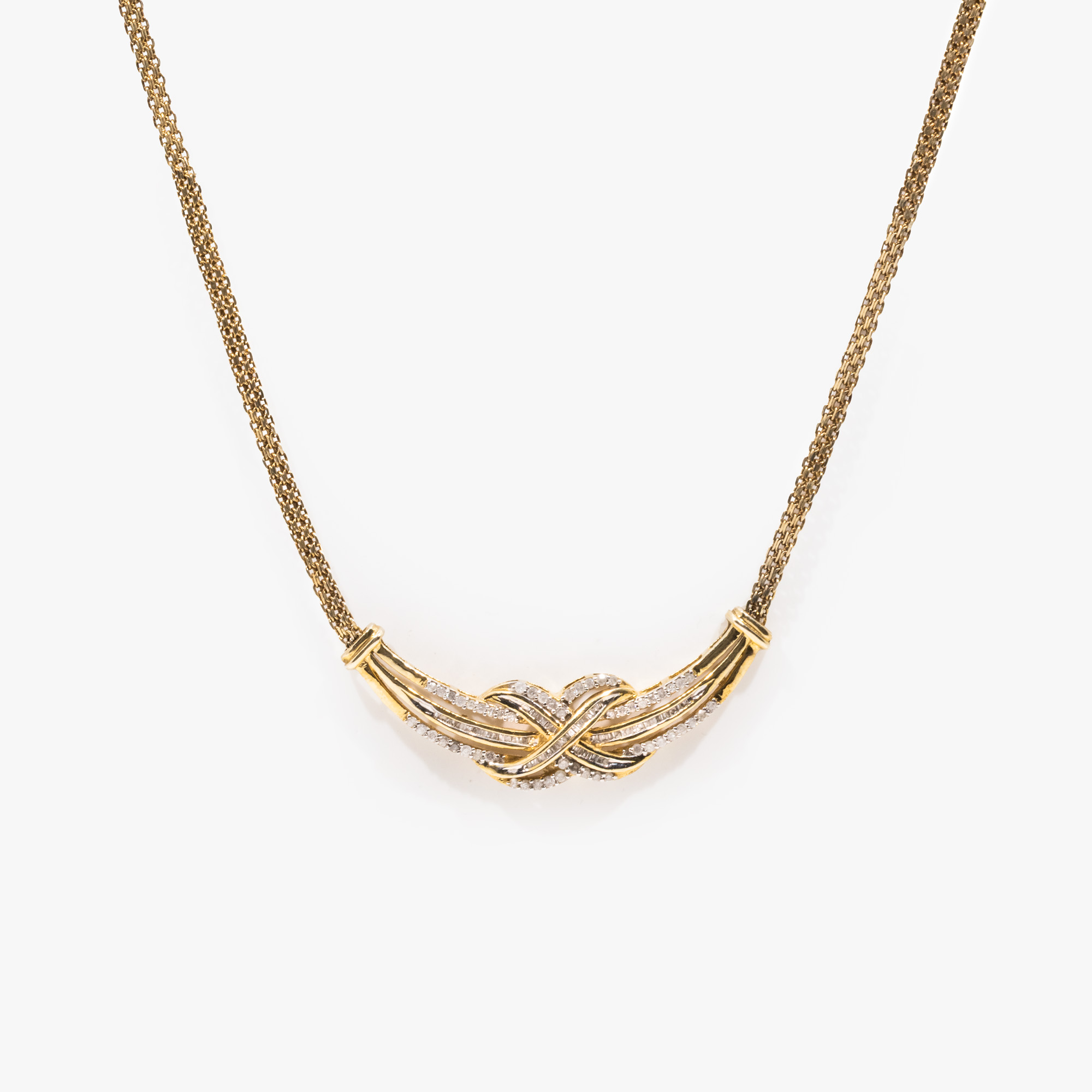 Gilded silver necklace, decorated with diamonds