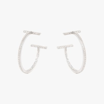 "Tiffany T" - pair of Tiffany & Co earrings, in white gold, adorned with diamonds, accompanied by the original box