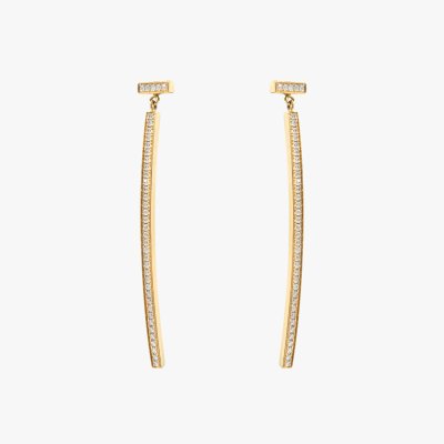 ”Tiffany T” - pereche de cercei Tiffany & Co, din aur roz, ornată cu diamante, însoțită de cutia originală