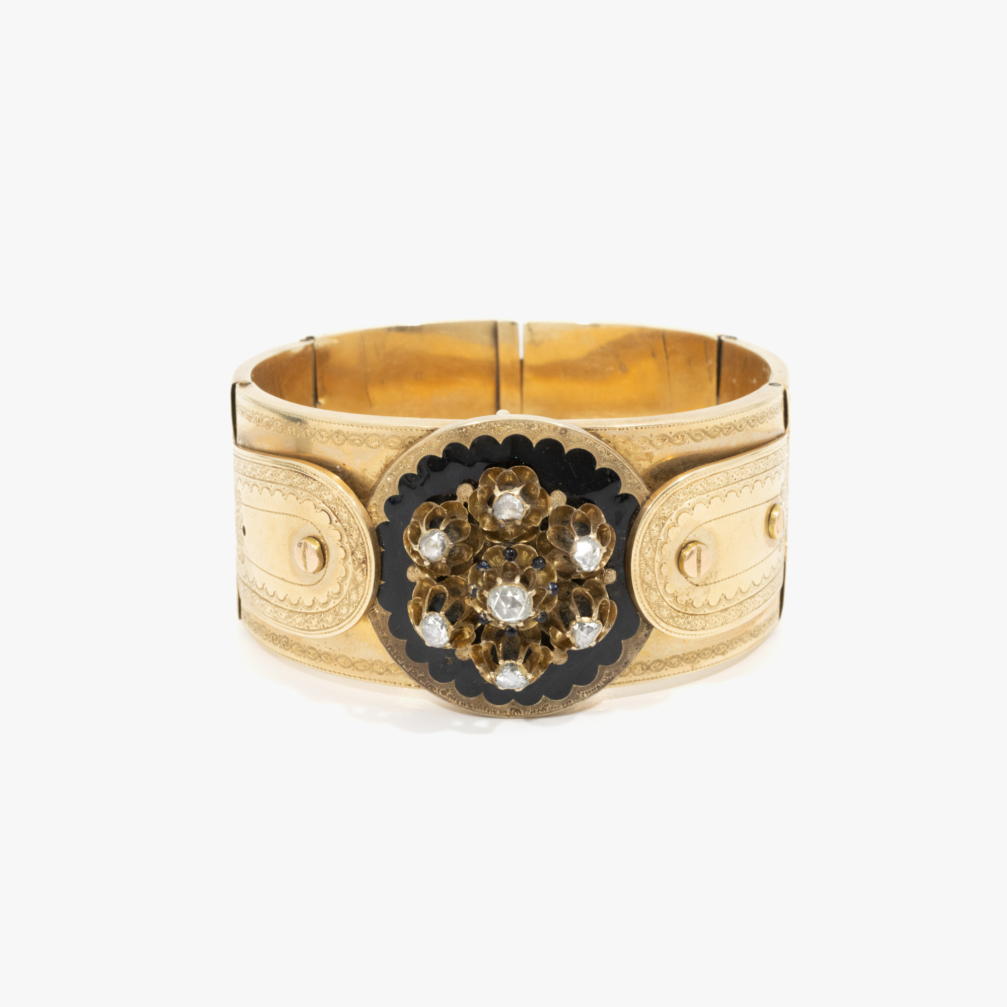 Spectaculoasă brățară din aur, în manieră Biedermeier, decorată cu diamante, cca. 1880