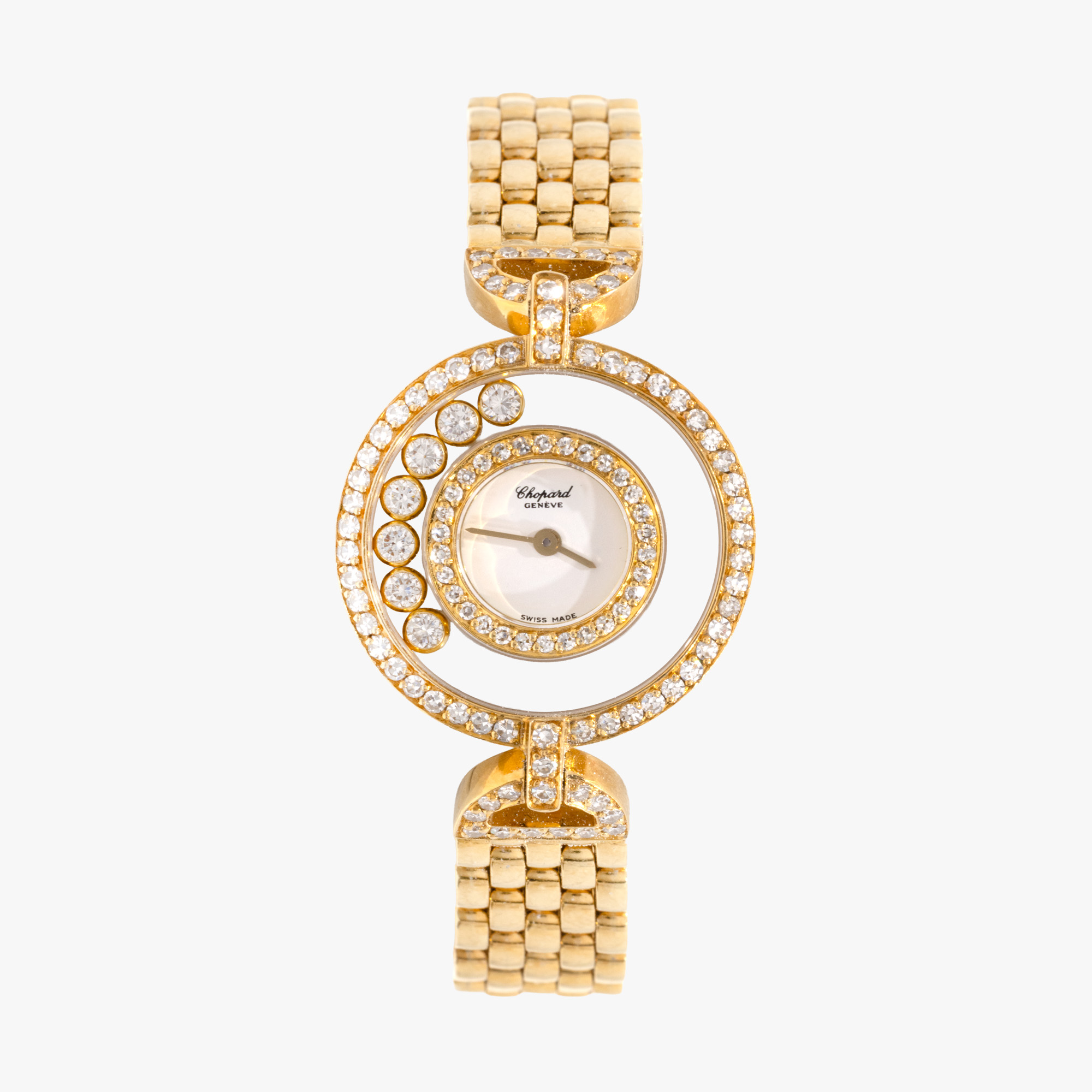 Ceas Chopard Happy Diamonds, din aur, cu diamante, de mână, de damă, însoțit de cutia originală