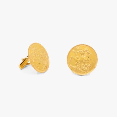 Pereche de butoni din aur, decorată cu monede Sovereign 2011