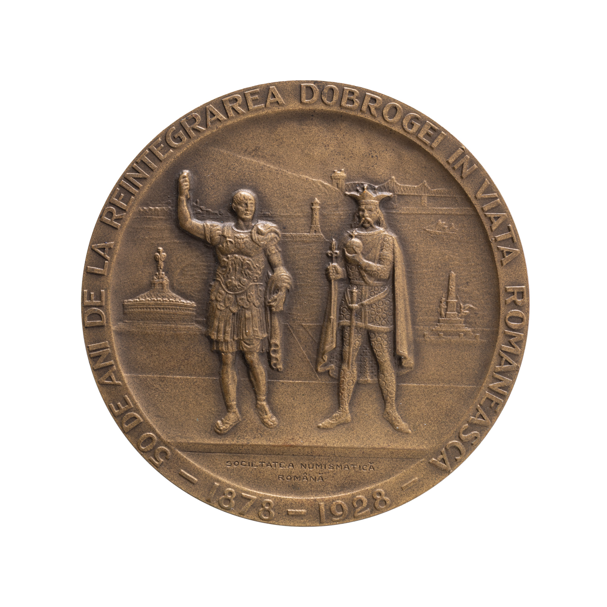 Medalie "50 de ani de la reintegrarea Dobrogei în România", gravor Huguenin, 1928
