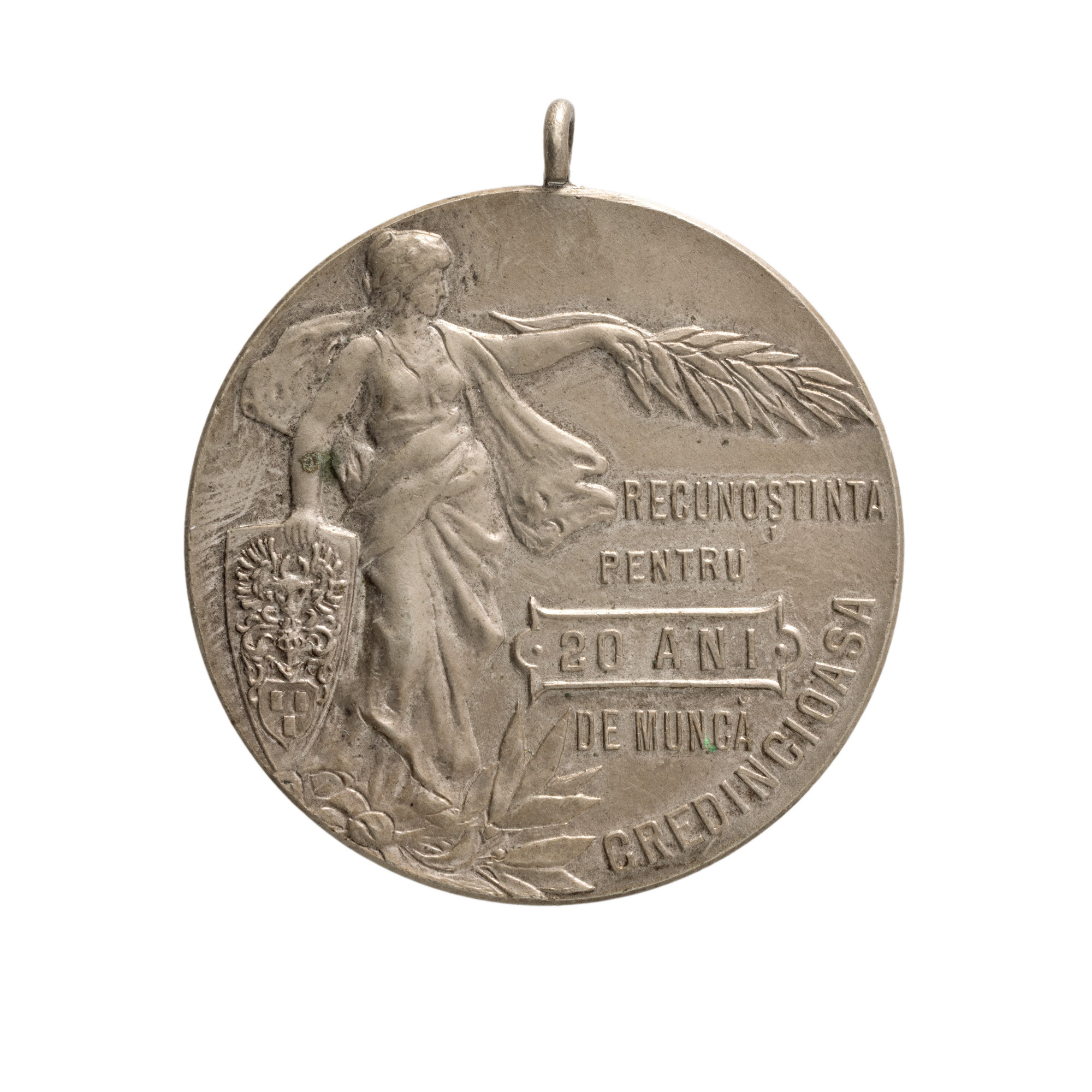 "20 Years of Faithful Work at the Bușteni Paper Factory" Medal, Carniol the son engraver, 1902