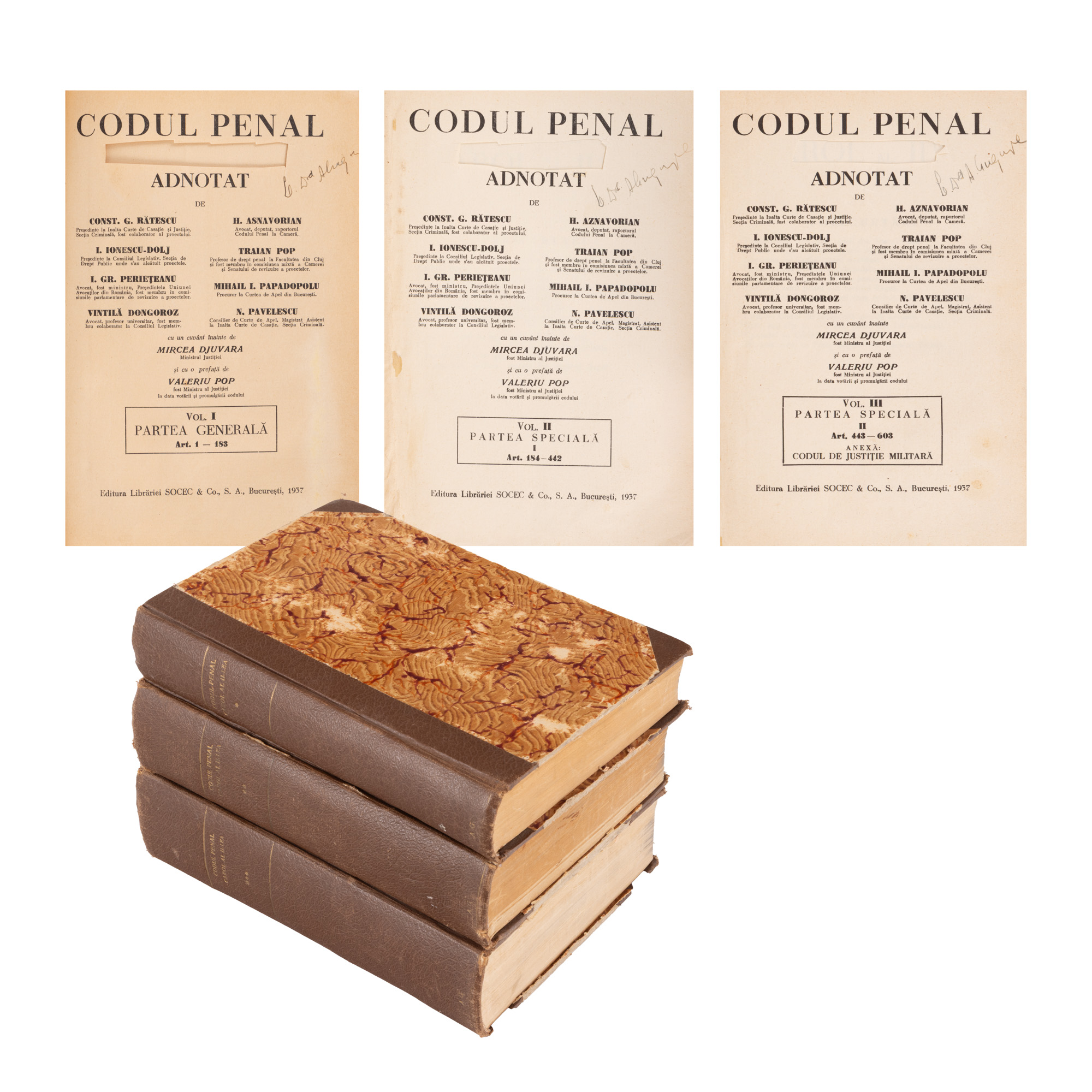"Annotated Penal Code", three volumes, Bucharest, 1937