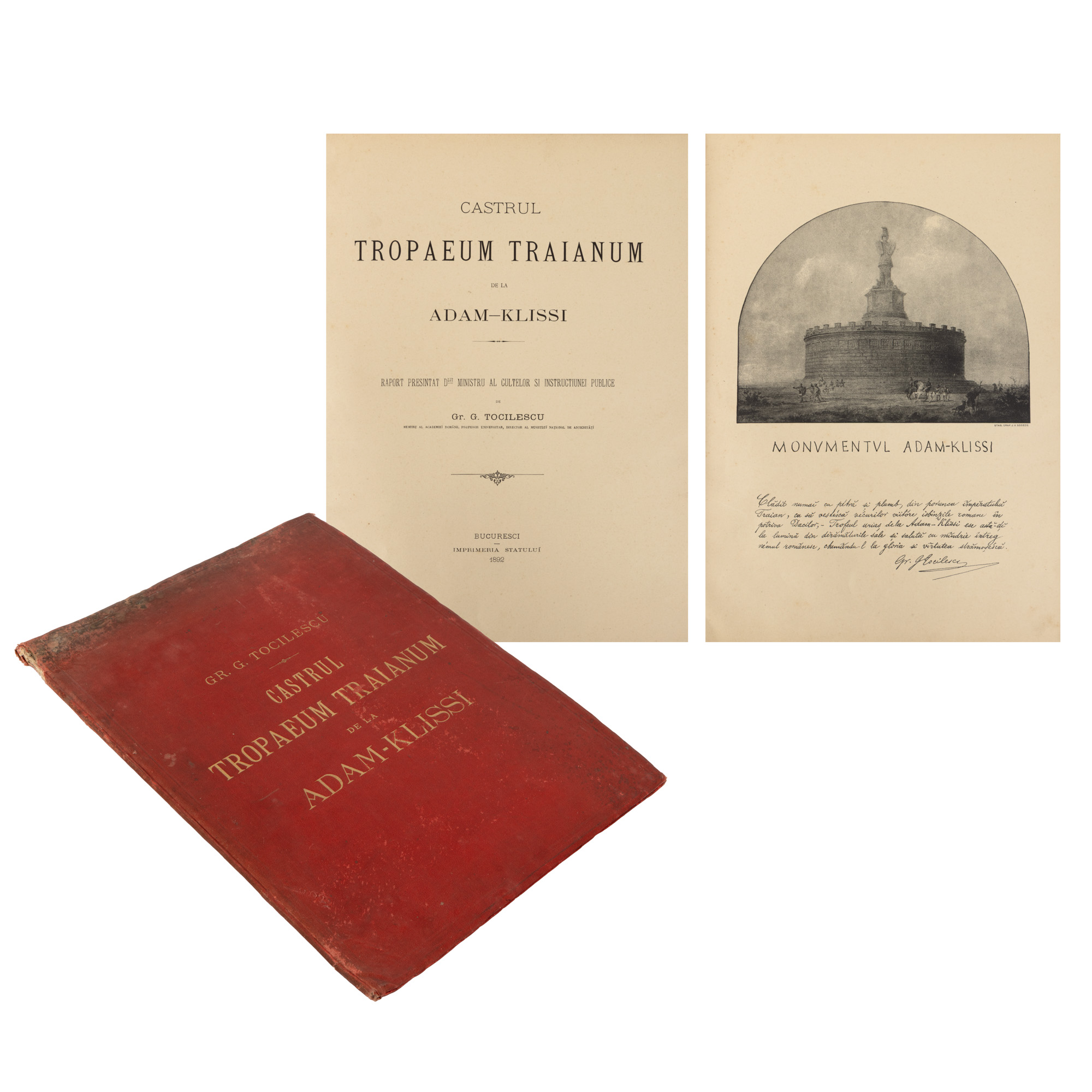 "Castrul Tropaeum Traianum de la Adam-Klissi", de Gr.G. Tocilescu, București, 1892