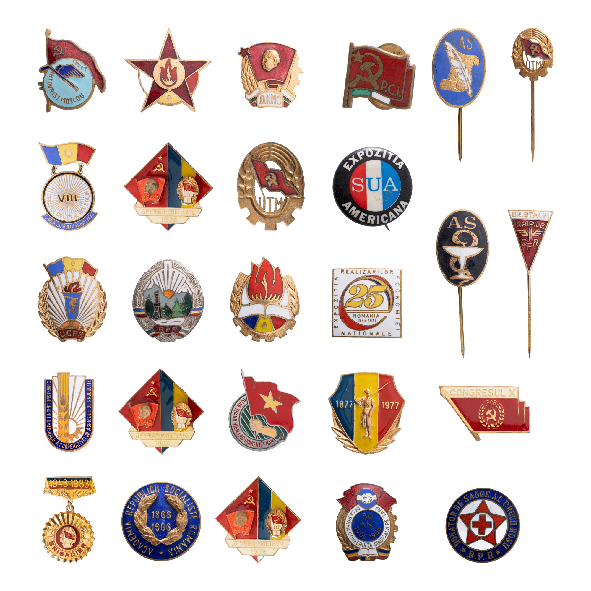 Lot consisting of 26 badges, public organizations and institutions, communist period