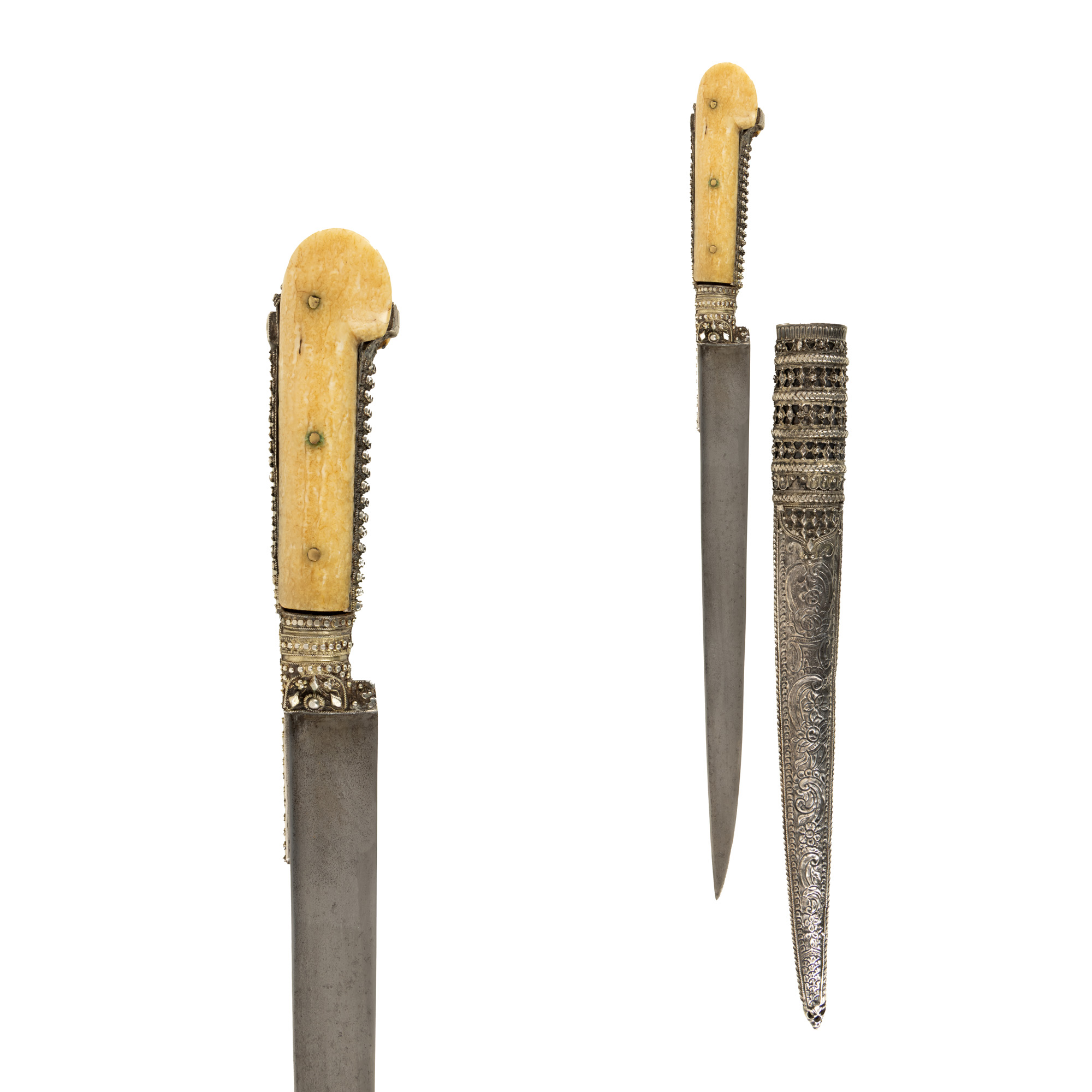 Ottoman dagger, with silver sheath, 19th century