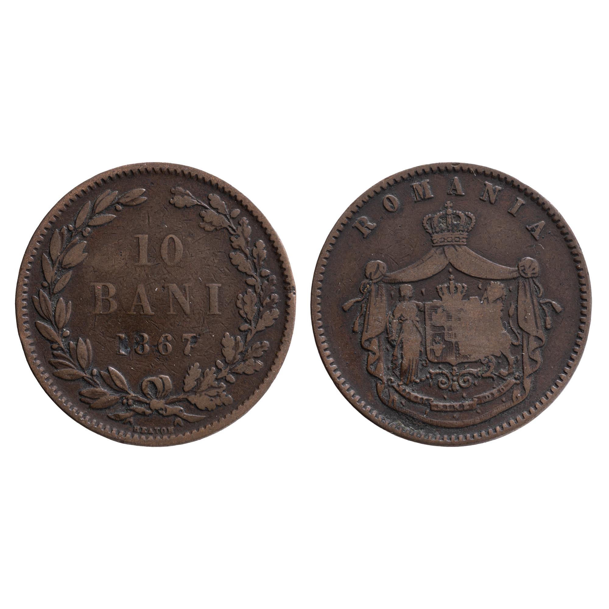 10 Bani Coin, Carol I, 1867, Heaton