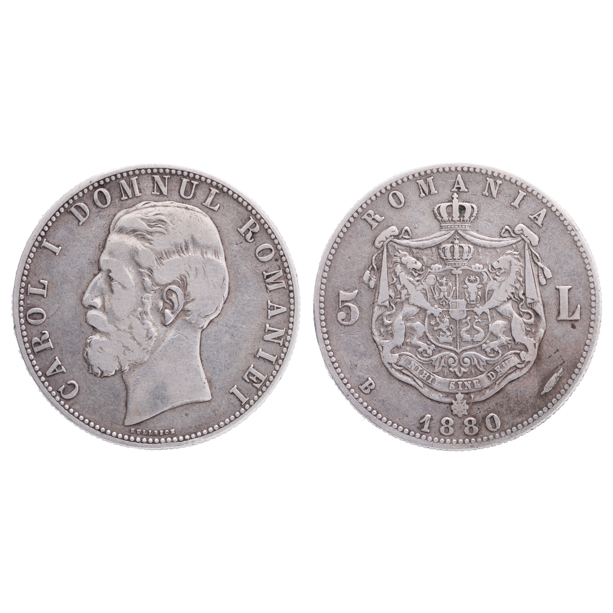 Monedă 5 Lei, Carol I, 1880, argint